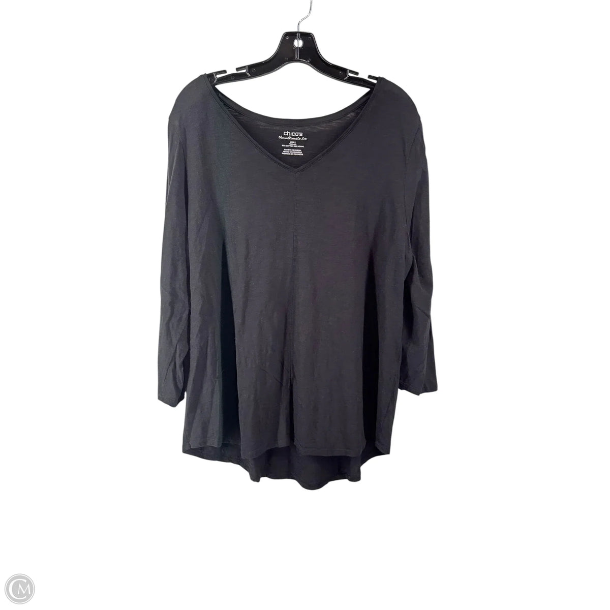 Top 3/4 Sleeve By Chicos In Black, Size: L