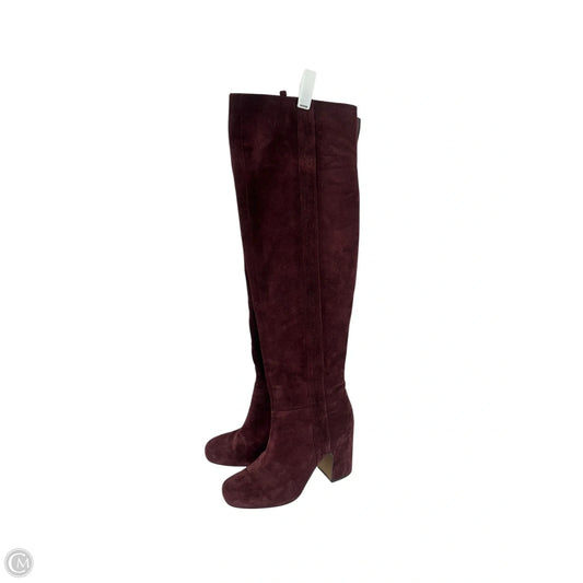Boots Knee Heels By Clothes Mentor In Maroon, Size: 8