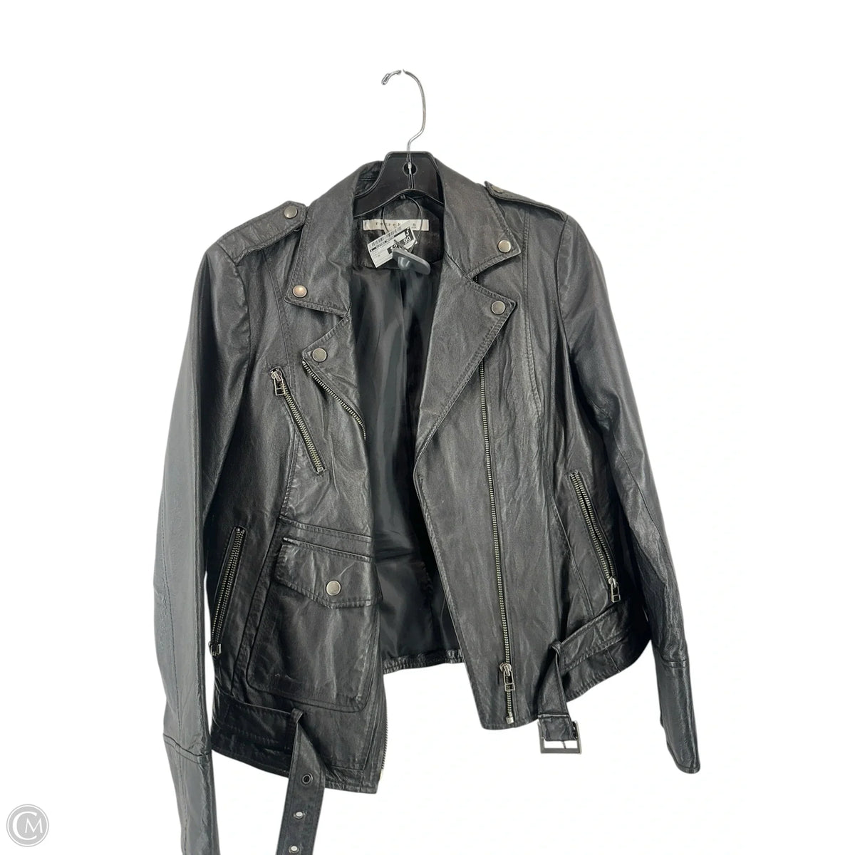 Jacket Leather By Clothes Mentor In Black, Size: M
