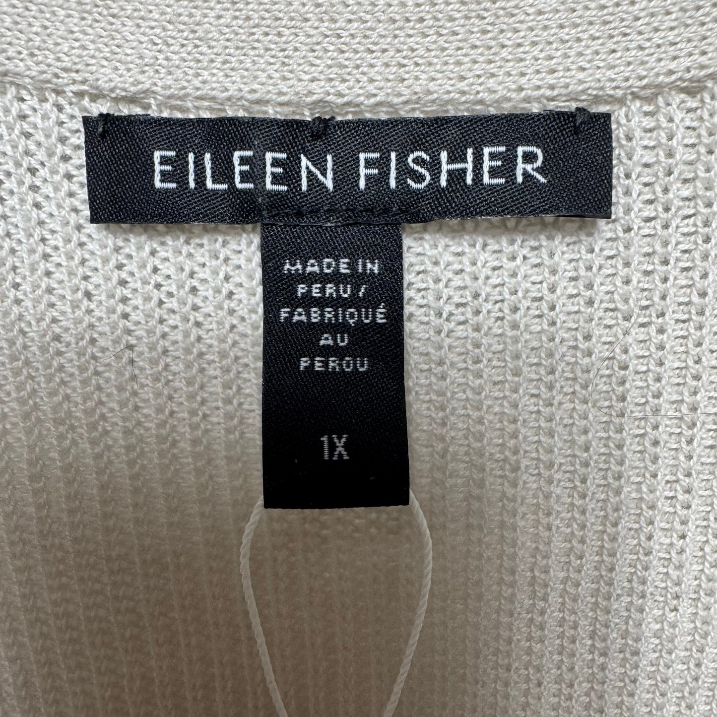 Organic Cotton Sweater Cardigan Sleeveless By Eileen Fisher In Cream, Size: 1x