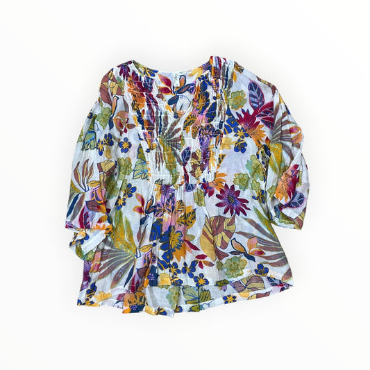 Top 3/4 Sleeve By Ethyl In Cream & Pink, Size:M