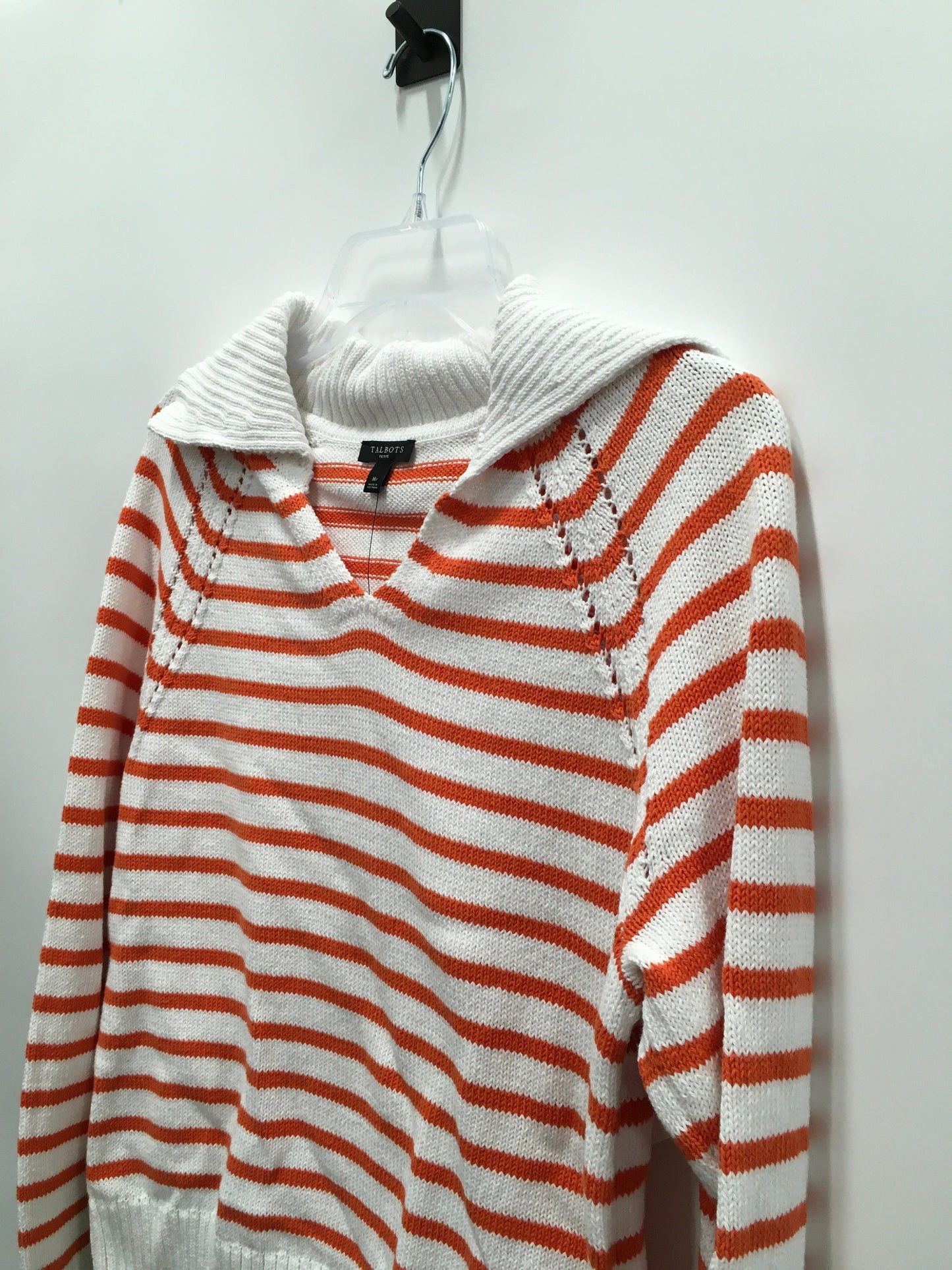 Orange White Sweater Talbots, Size Petite  Medium