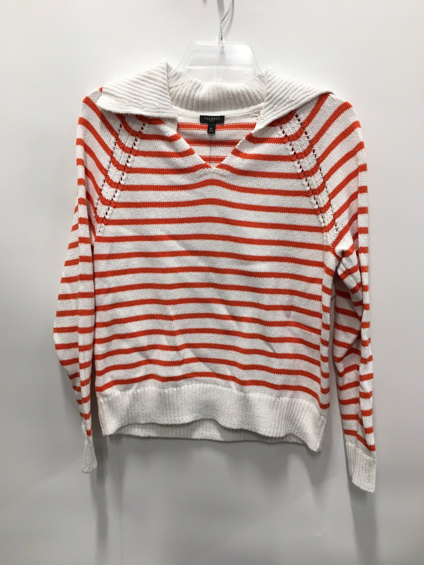 Orange White Sweater Talbots, Size Petite  Medium