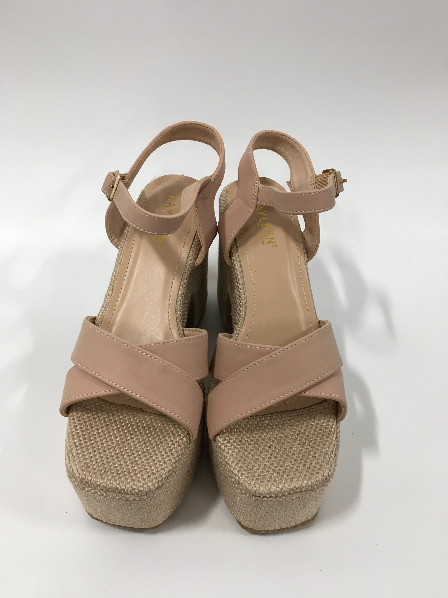 Pink Sandals Heels Wedge Kayleen by Los Angeles, Size 9