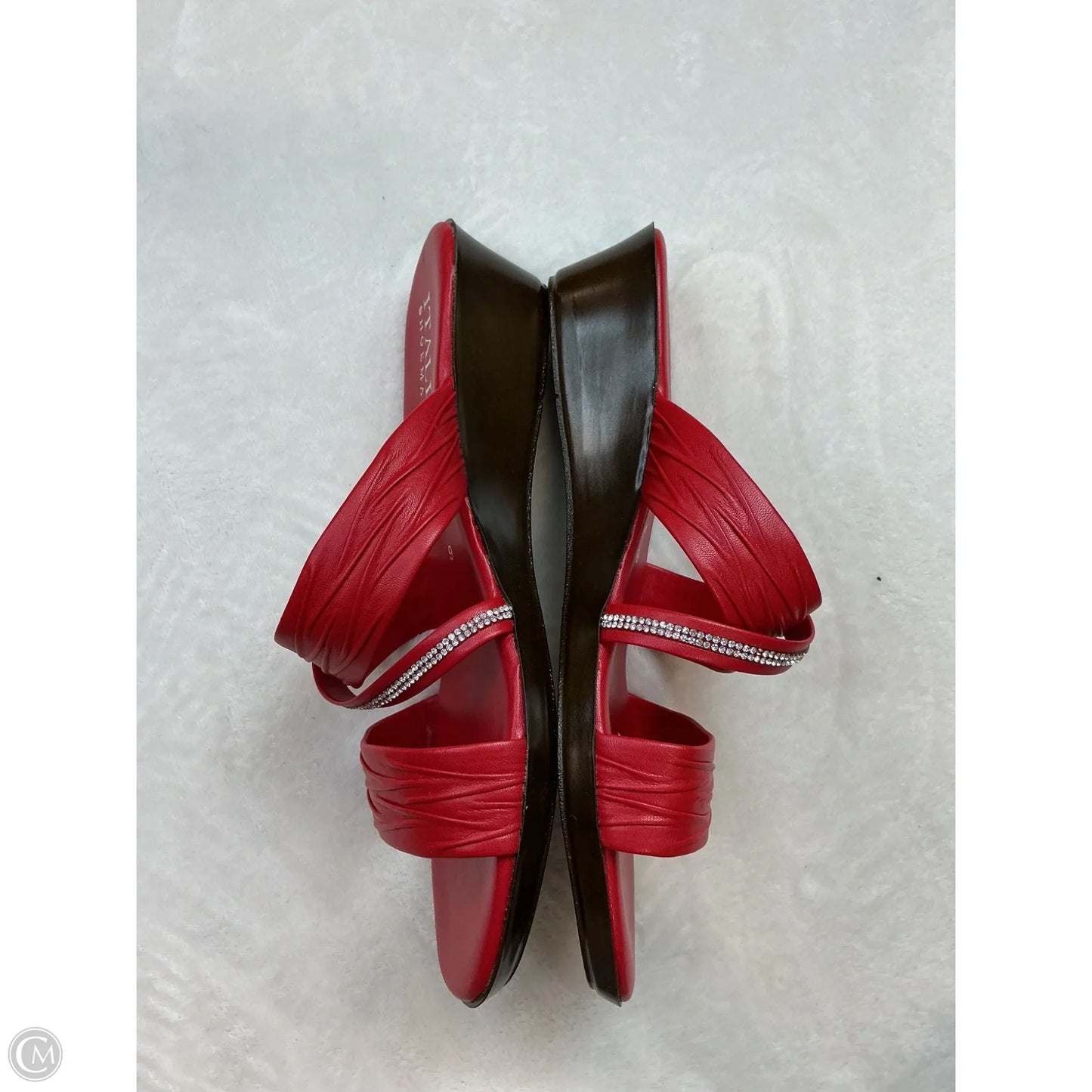 Sandals Heels Wedge By Italian Shoemakers In Red, Size: 9