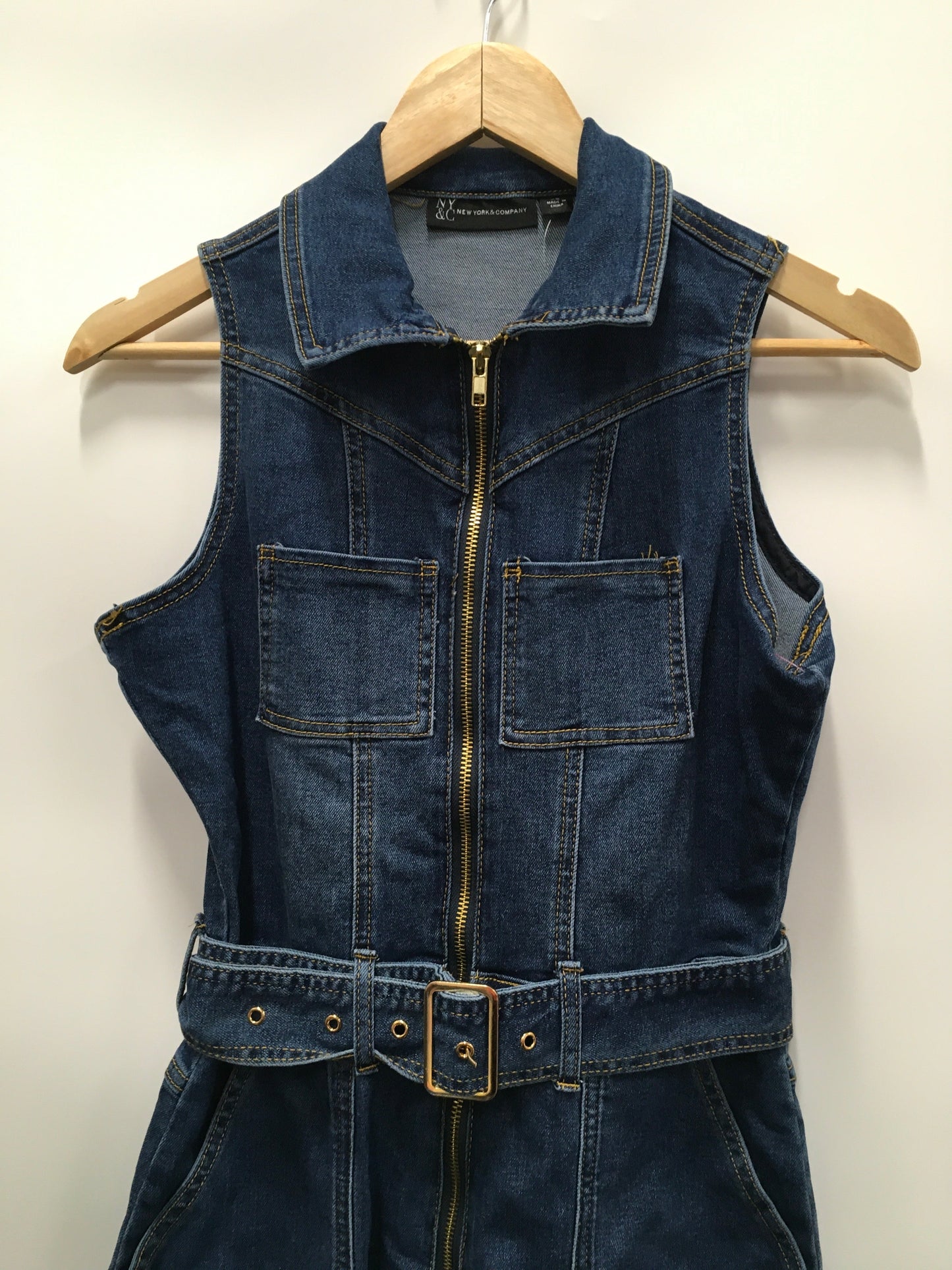 Blue Denim Jumpsuit New York And Co, Size Xs