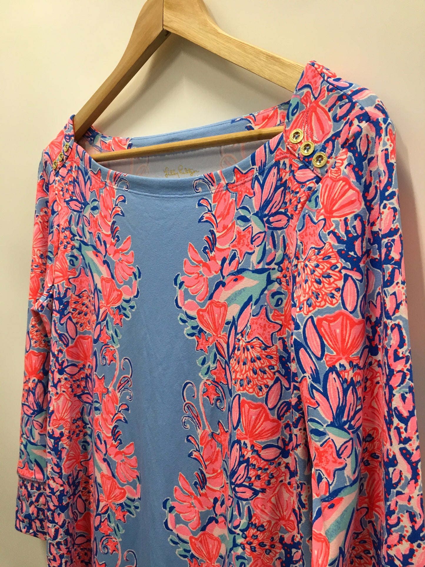 Blue & Pink Dress Casual Midi Lilly Pulitzer, Size M