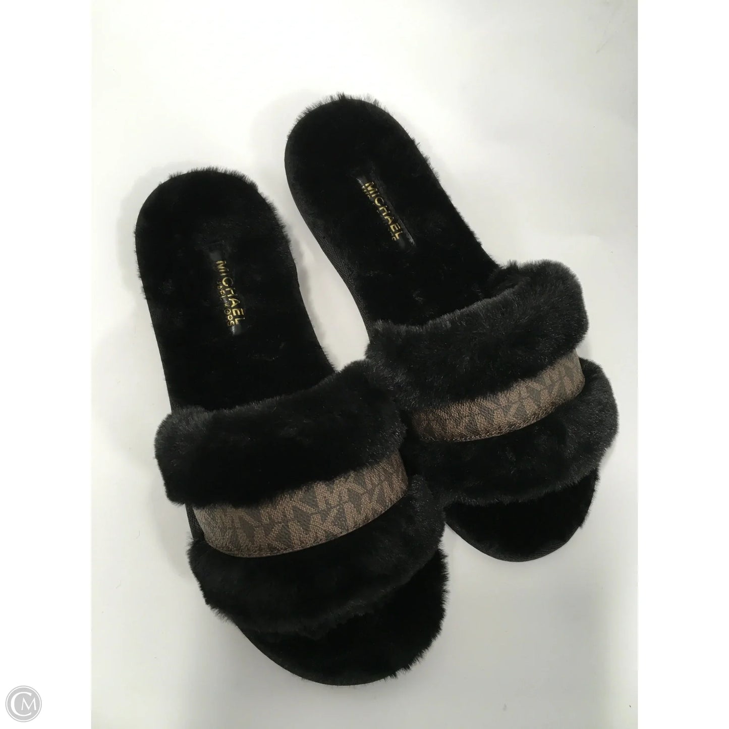 Slippers Designer By Michael Kors In Black, Size: 9