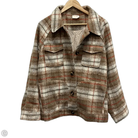 Jacket Shirt By Allie Rose In Plaid Pattern, Size: M