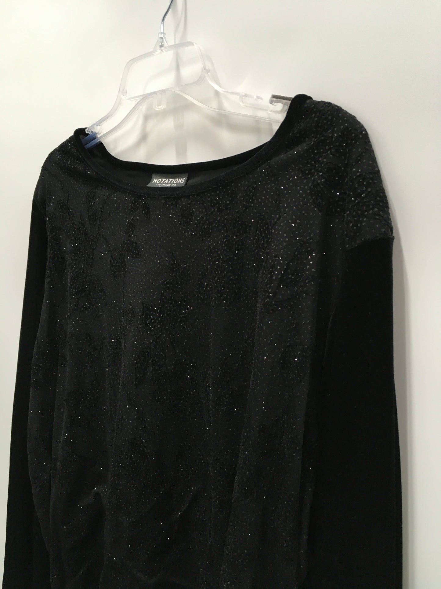 Black Top Long Sleeve Notations, Size 2x