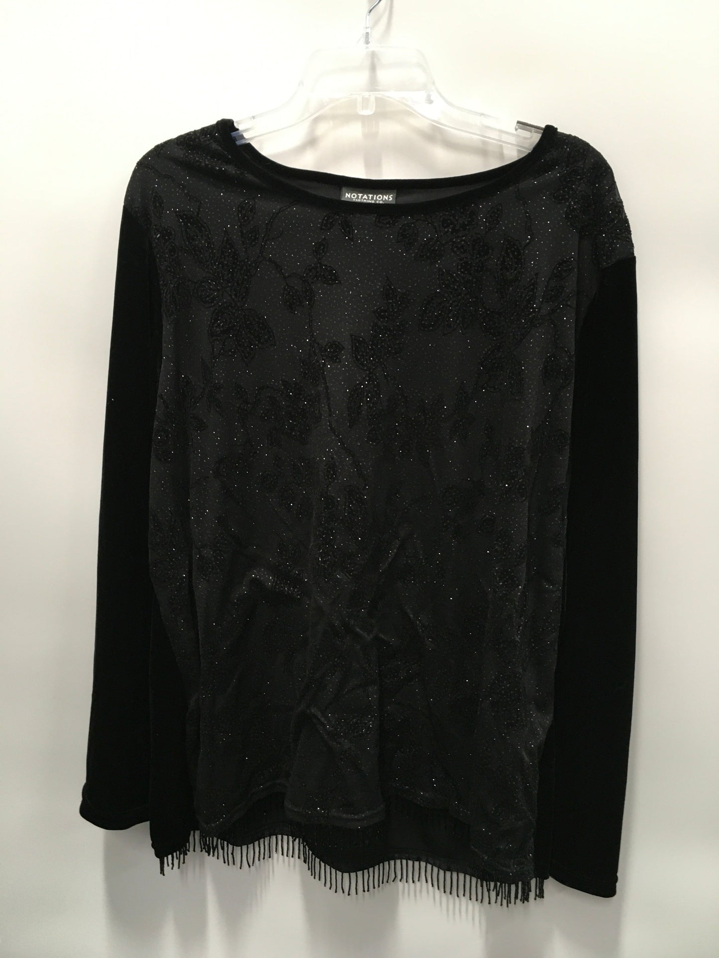 Black Top Long Sleeve Notations, Size 2x