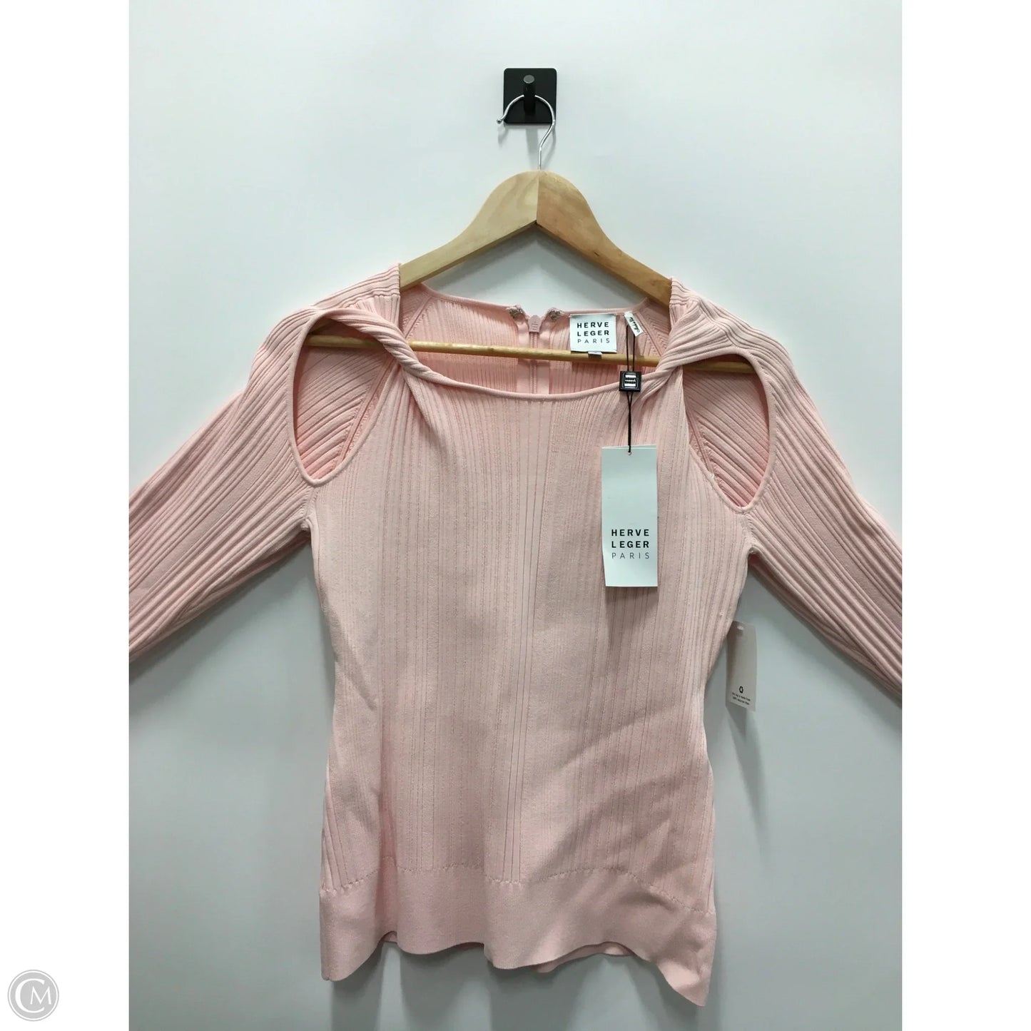 Top Long Sleeve Luxury Designer By Herve Leger In Pink, Size: L