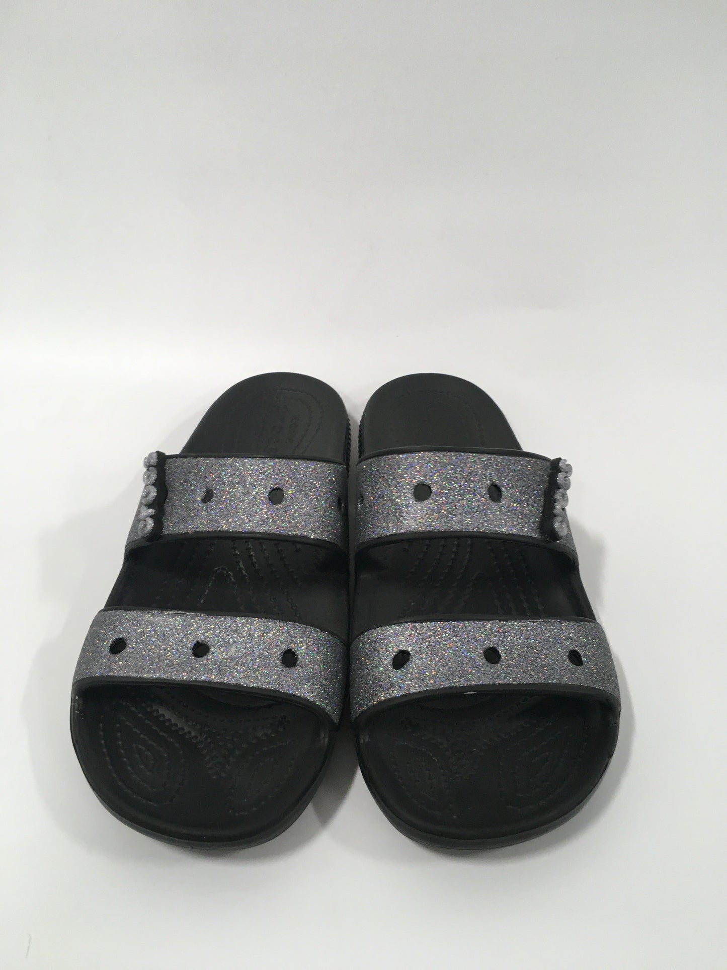 Silver Sandals Flats Crocs, Size 6