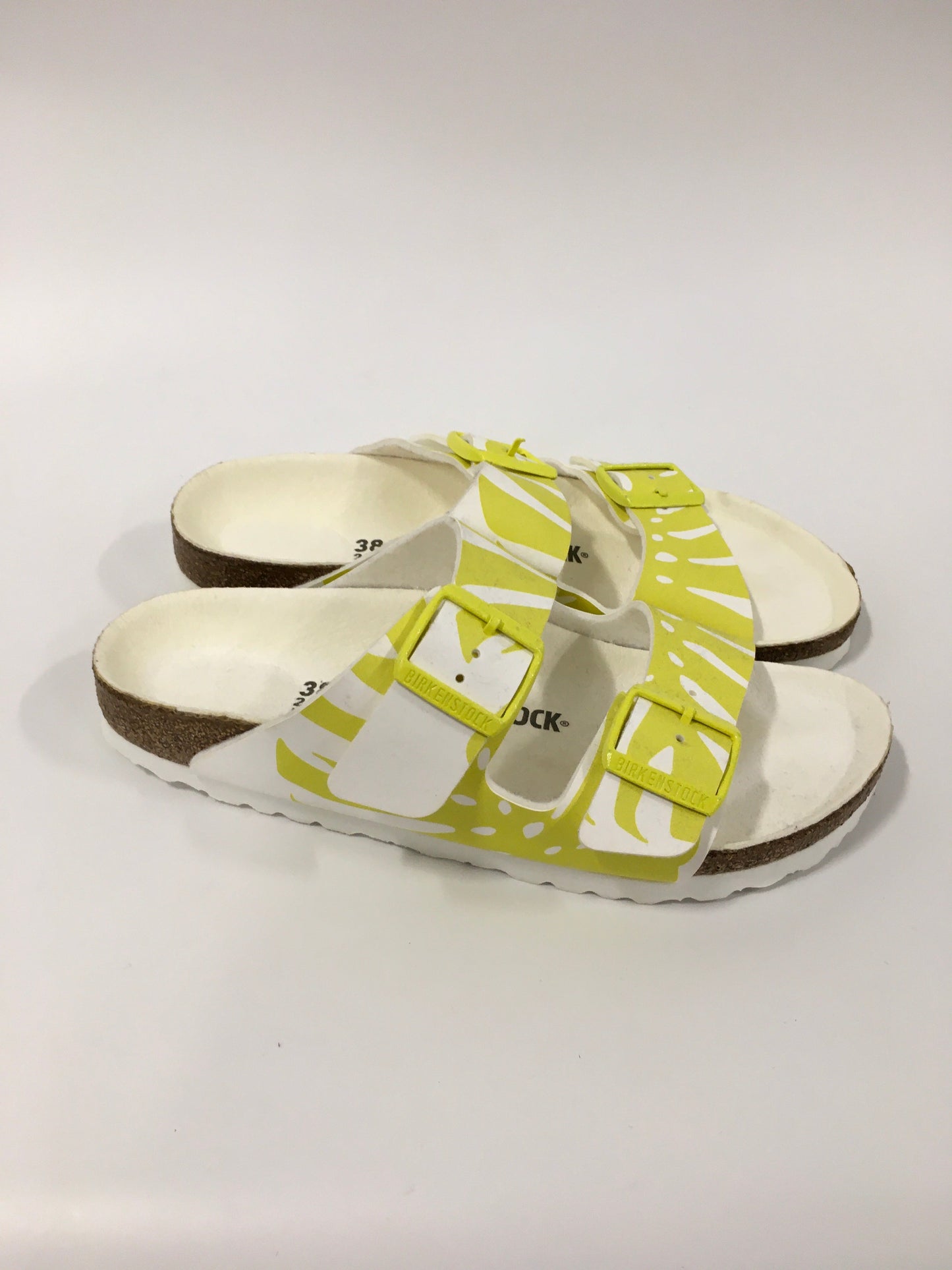 Yellow Sandals Flats Birkenstock, Size 7