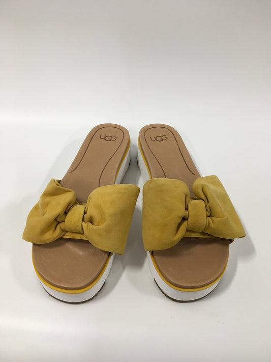 Yellow Sandals Heels Platform Ugg, Size 9.5