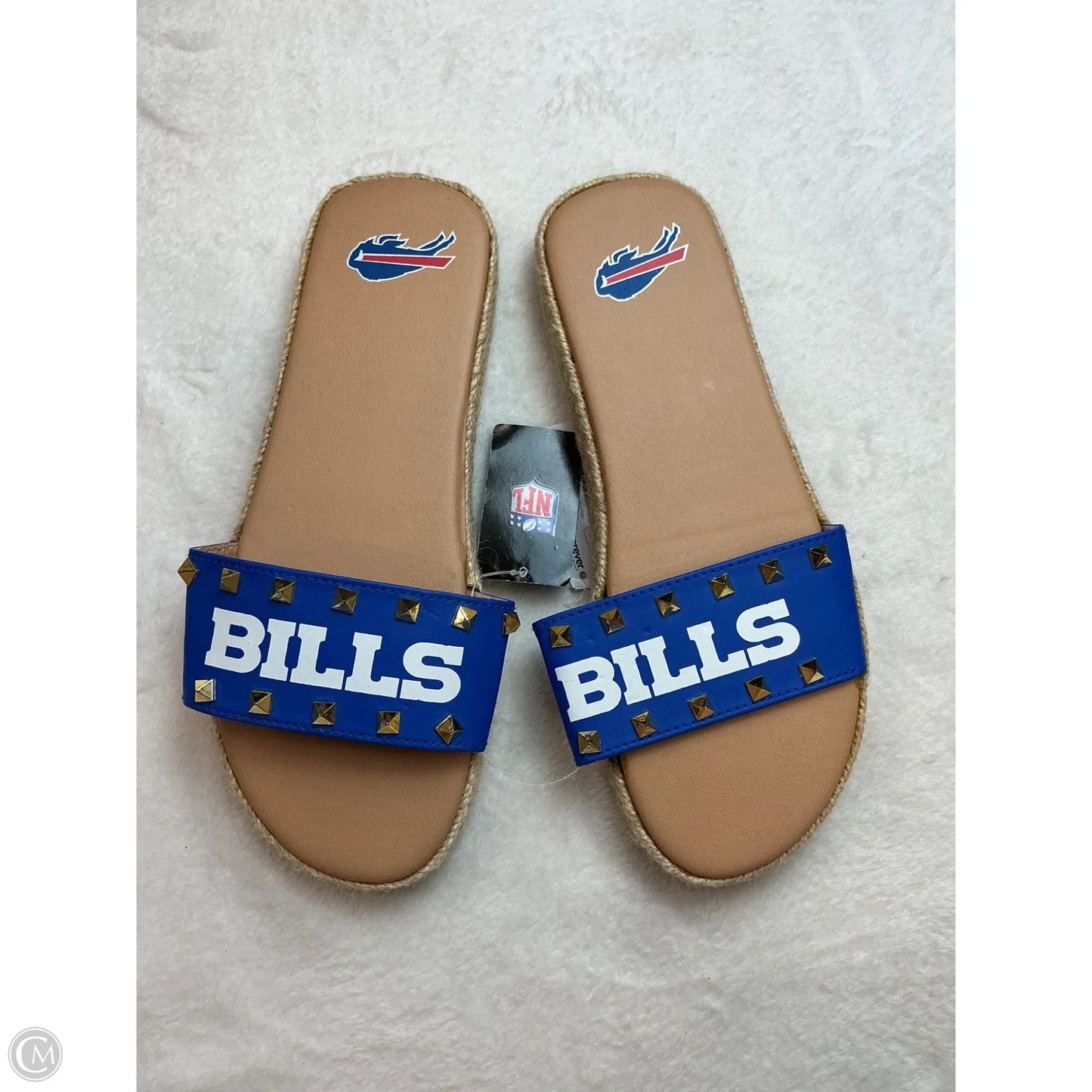 Sandals Flats By Nfl In Blue & Tan, Size: 10
