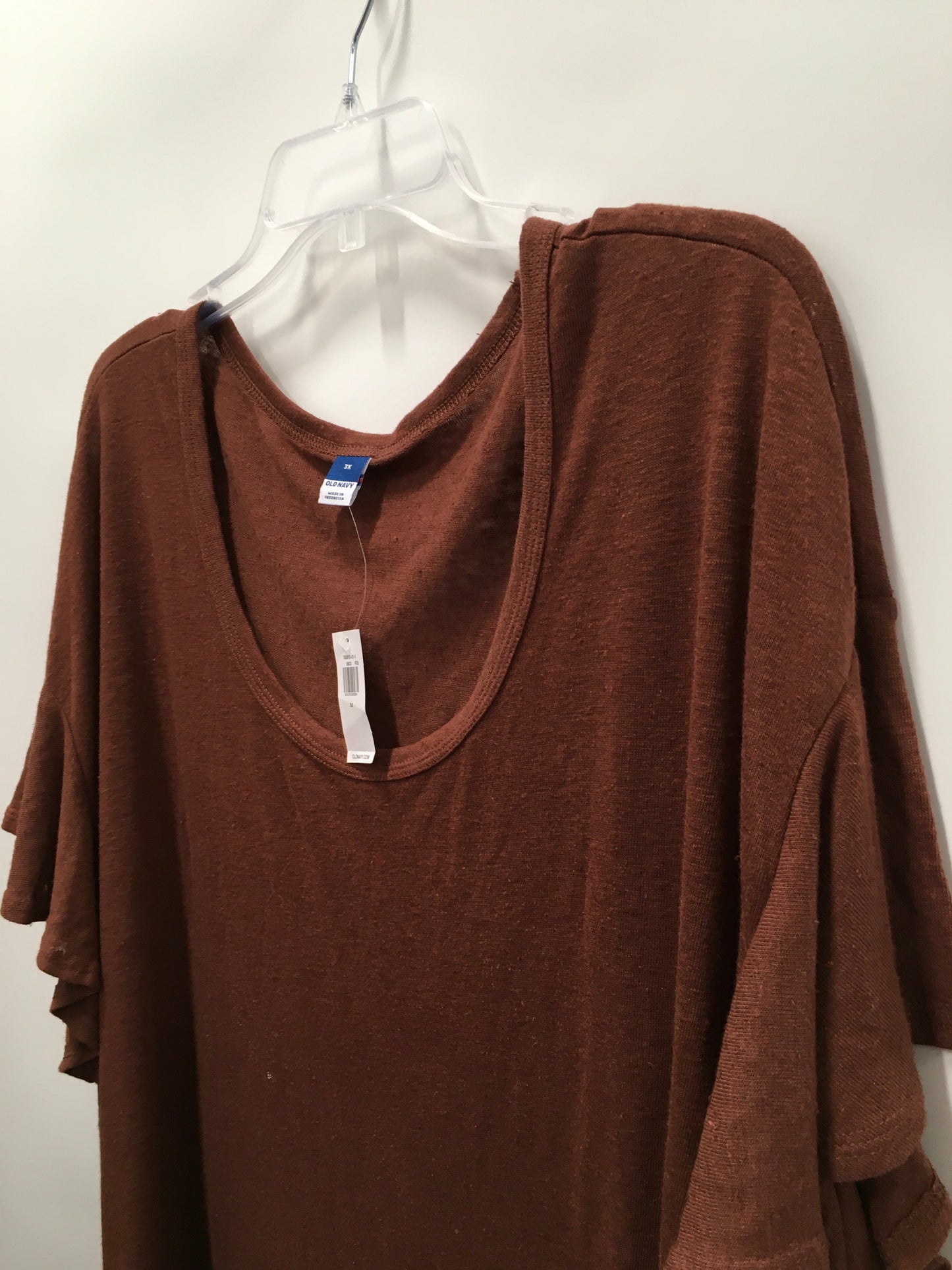 Brown Top Short Sleeve Basic Old Navy, Size 3x