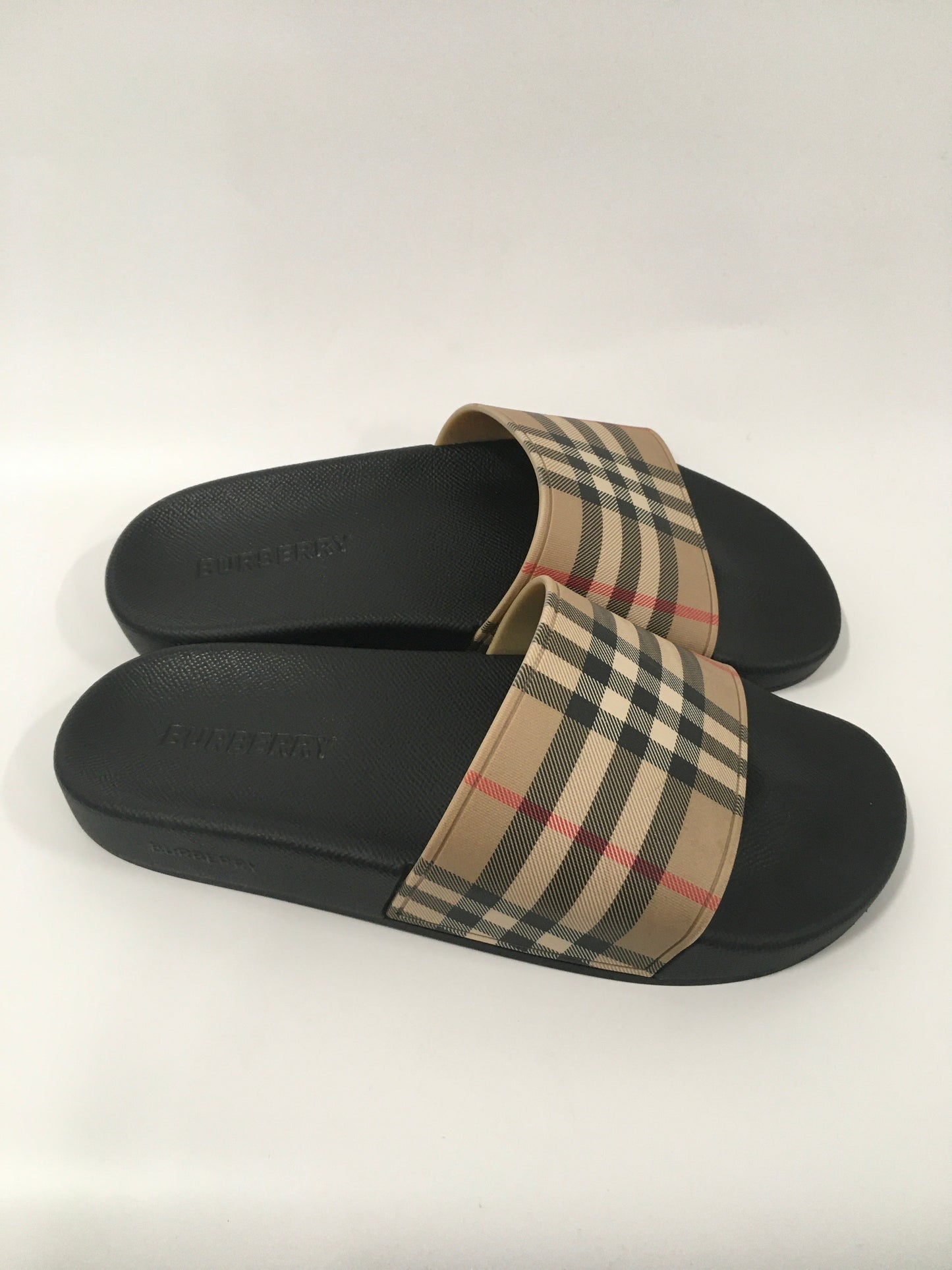 Plaid Pattern Sandals Designer Burberry, Size 8.5