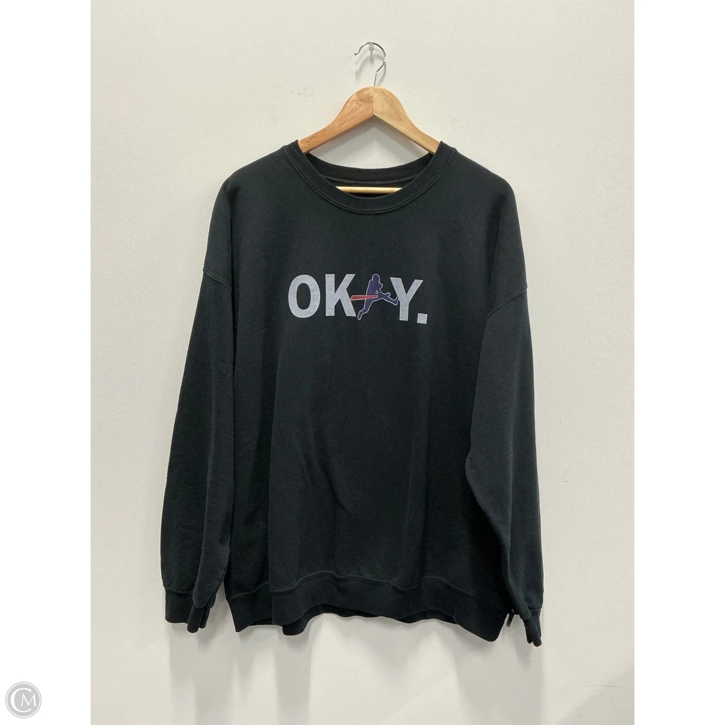 Sweatshirt Crewneck By Clothes Mentor In Black, Size: 1x