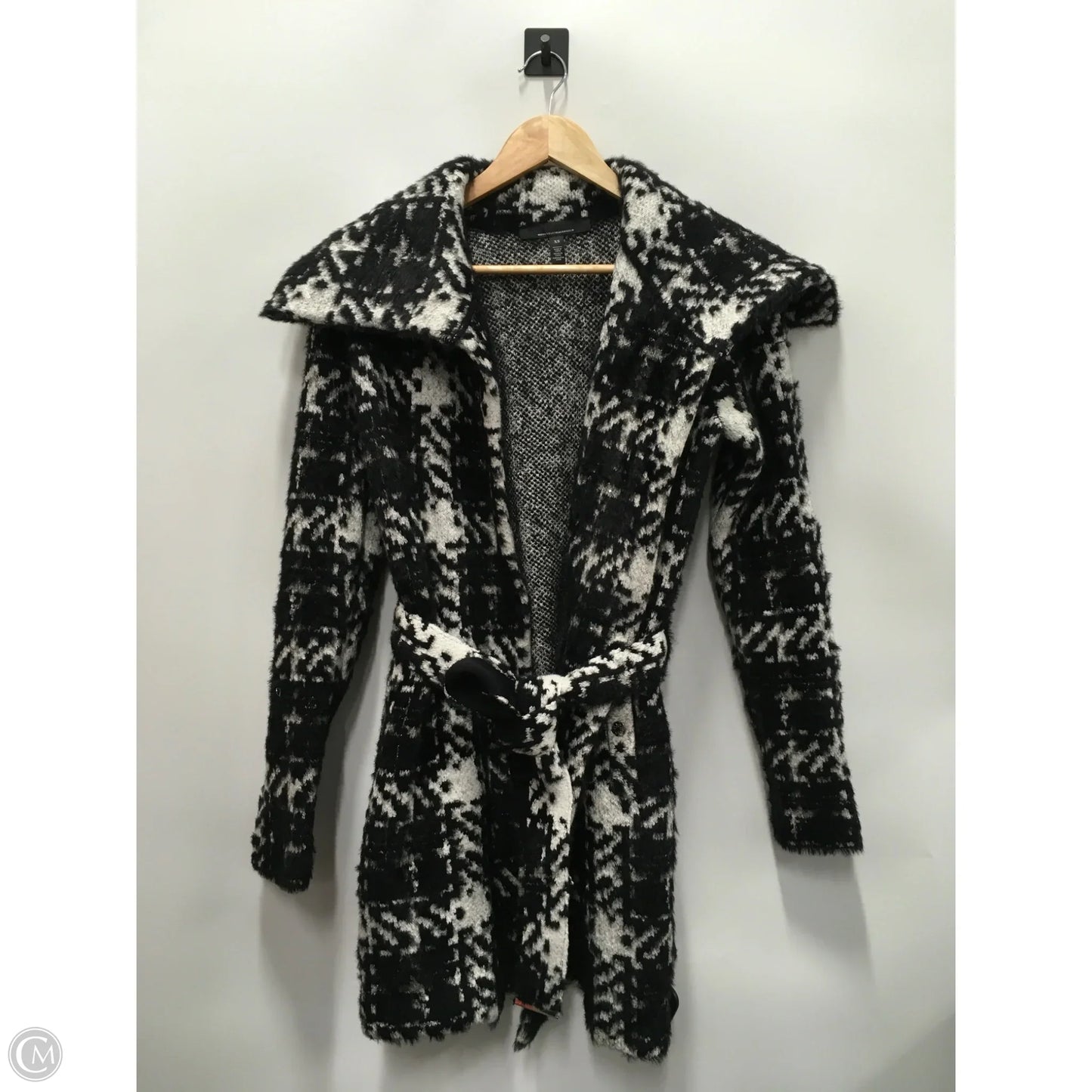Coat Trench Coat By White House Black Market In Black & Cream, Size: Xs