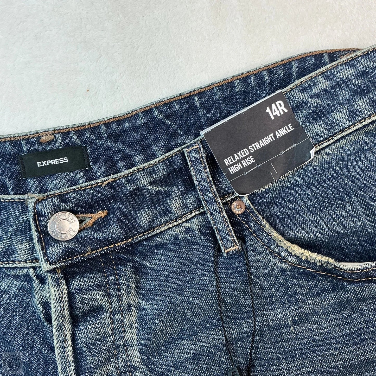 Jeans Straight By Express In Blue Denim, Size: 14