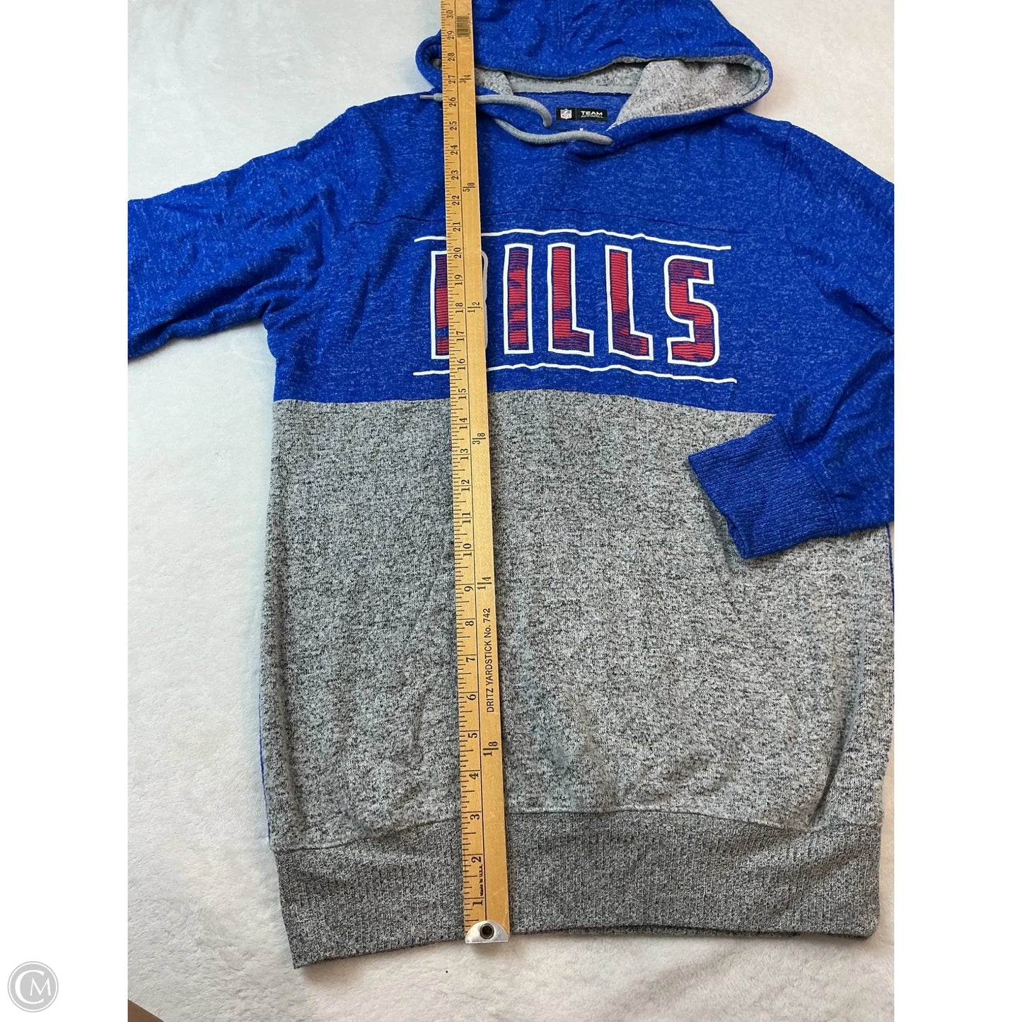 Athletic Top Long Sleeve Hoodie By Nfl In Blue & Grey, Size: M