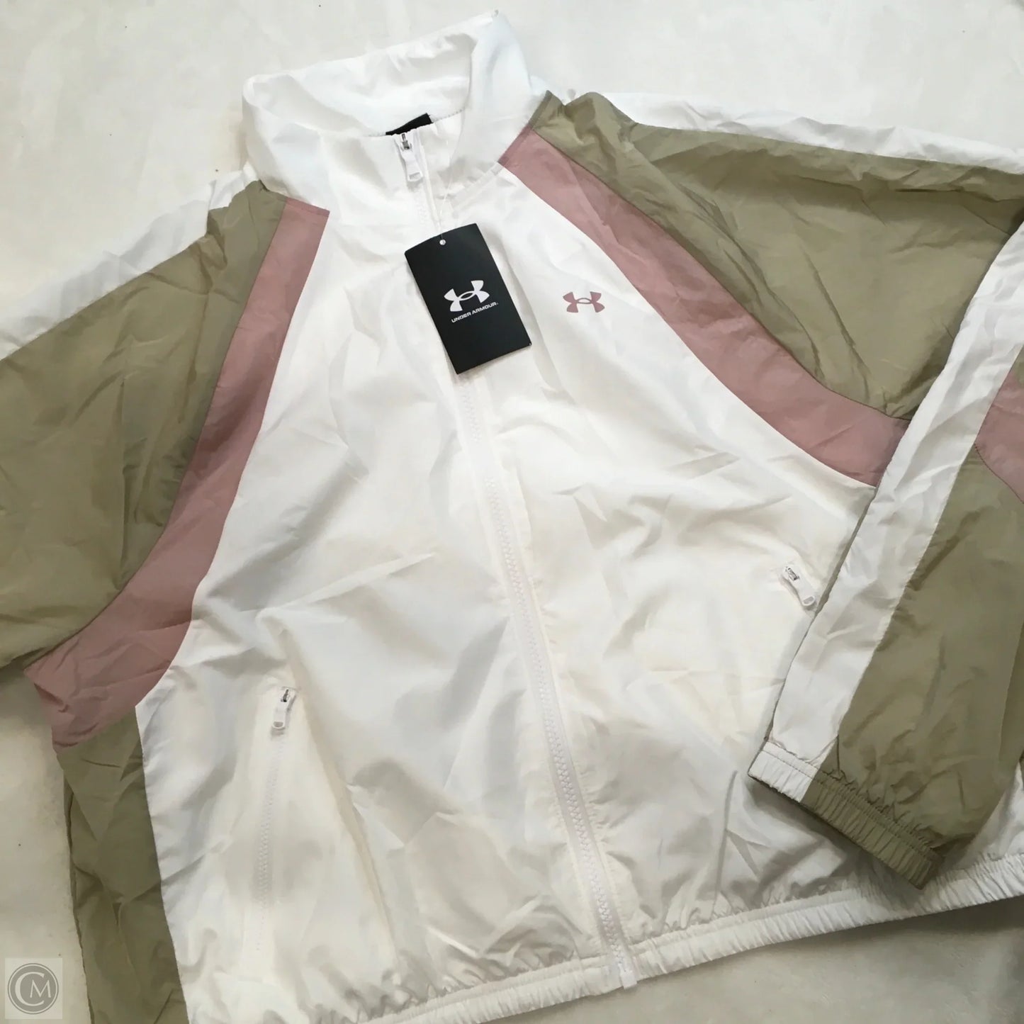 Jacket Windbreaker By Under Armour In Pink & White, Size: L