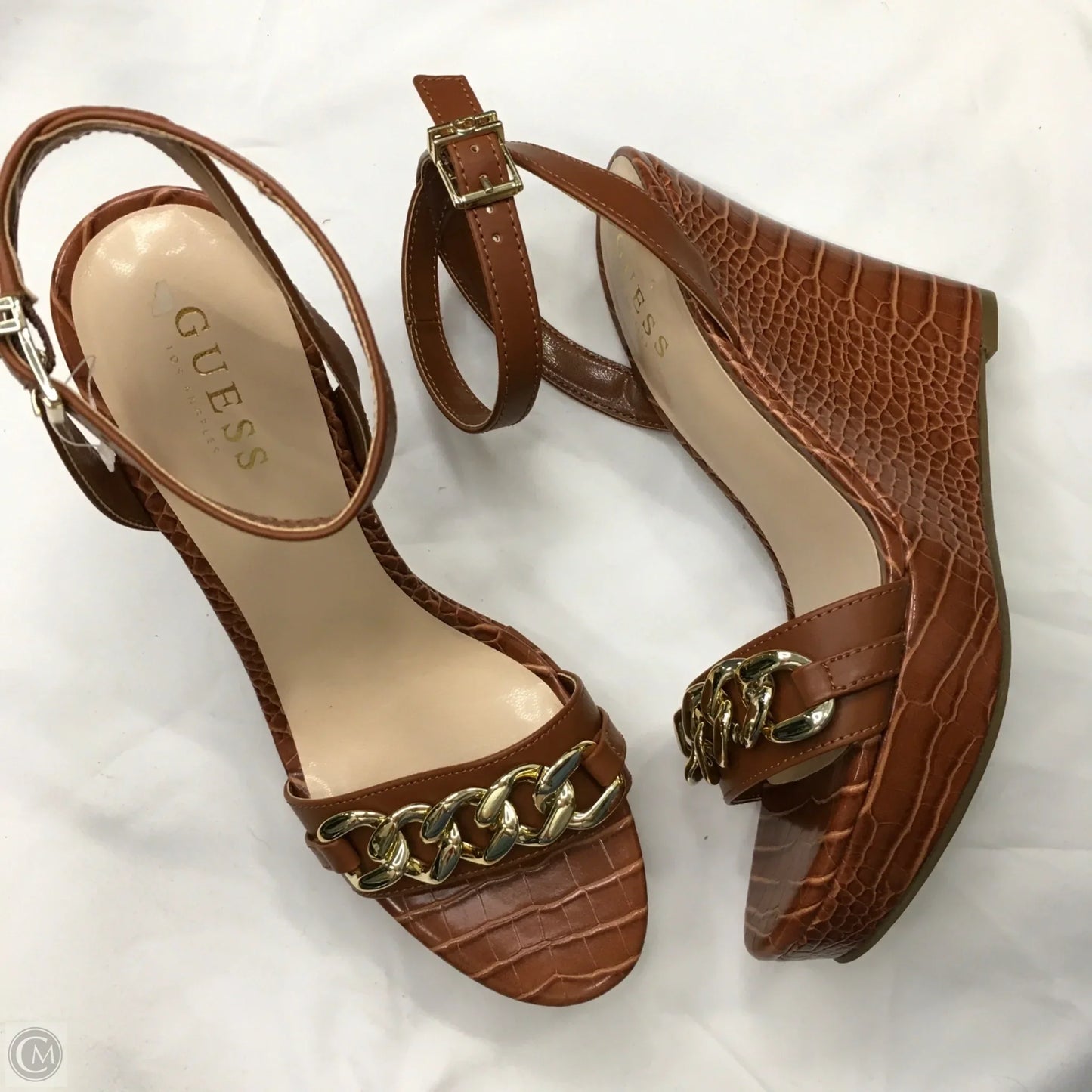 Shoes Heels Wedge By Guess In Tan, Size: 9