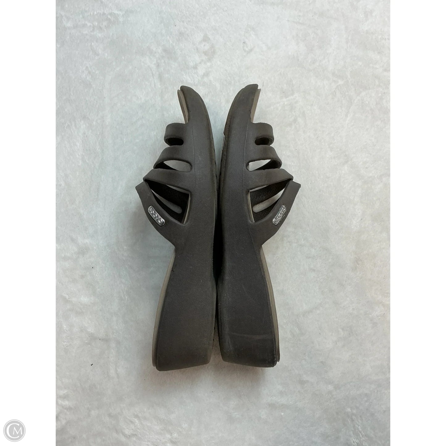 Sandals Heels Wedge By Crocs In Brown, Size: 6