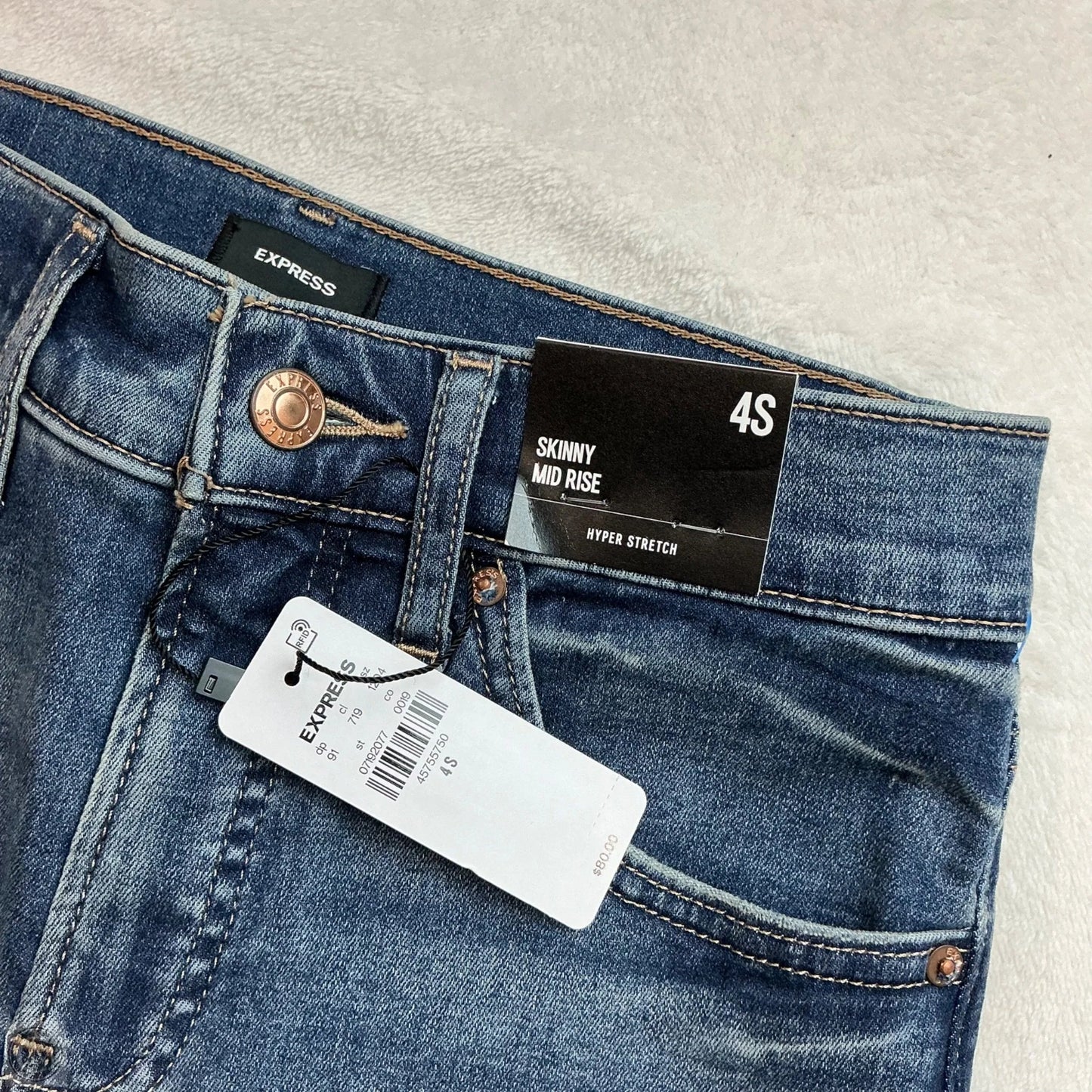 Jeans Skinny By Express In Blue Denim, Size: 4