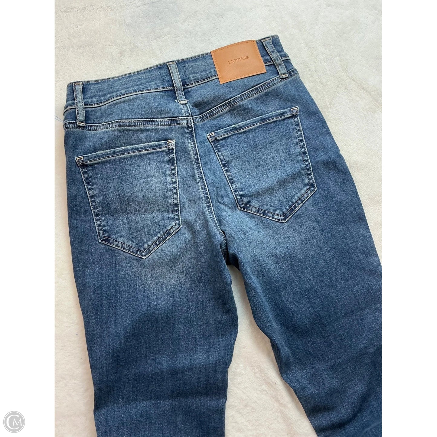 Jeans Skinny By Express In Blue Denim, Size: 4