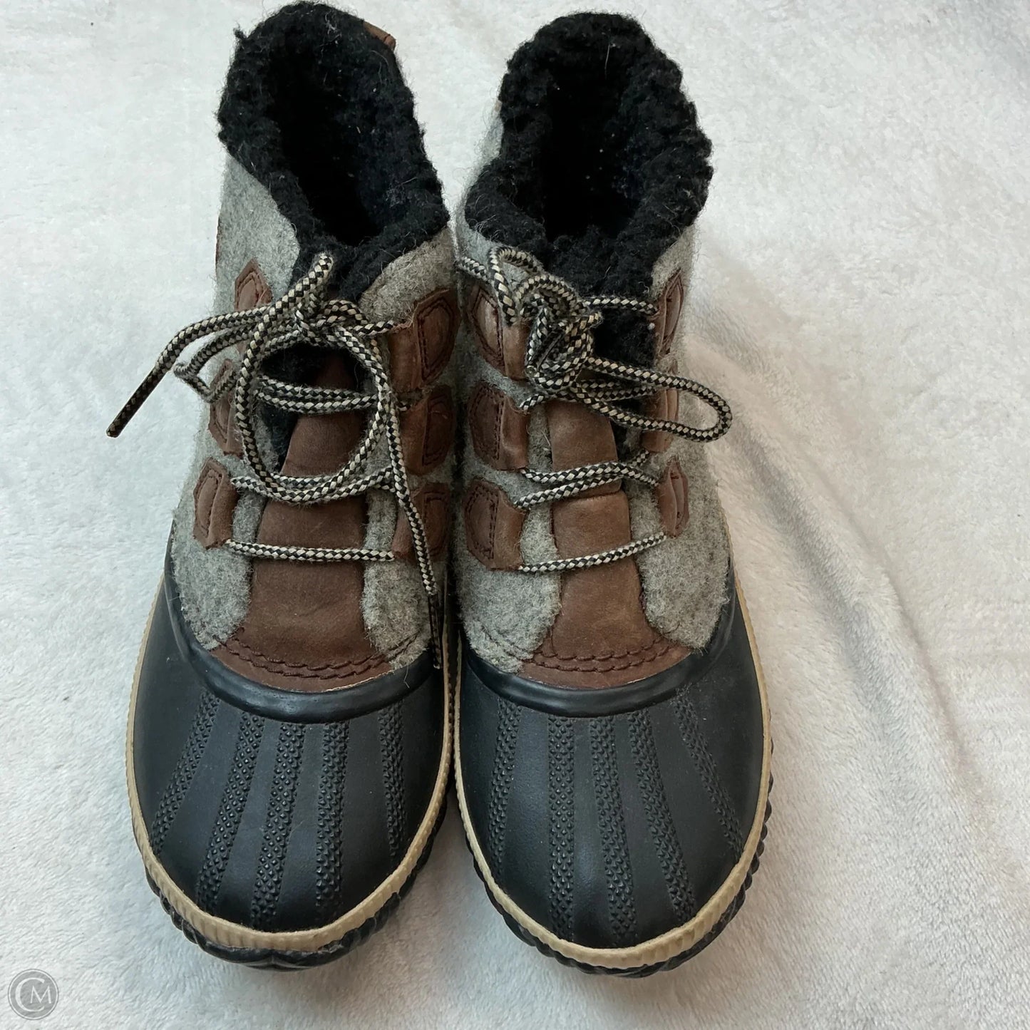 Boots Ankle Flats By Sorel In Grey & Tan, Size: 7.5
