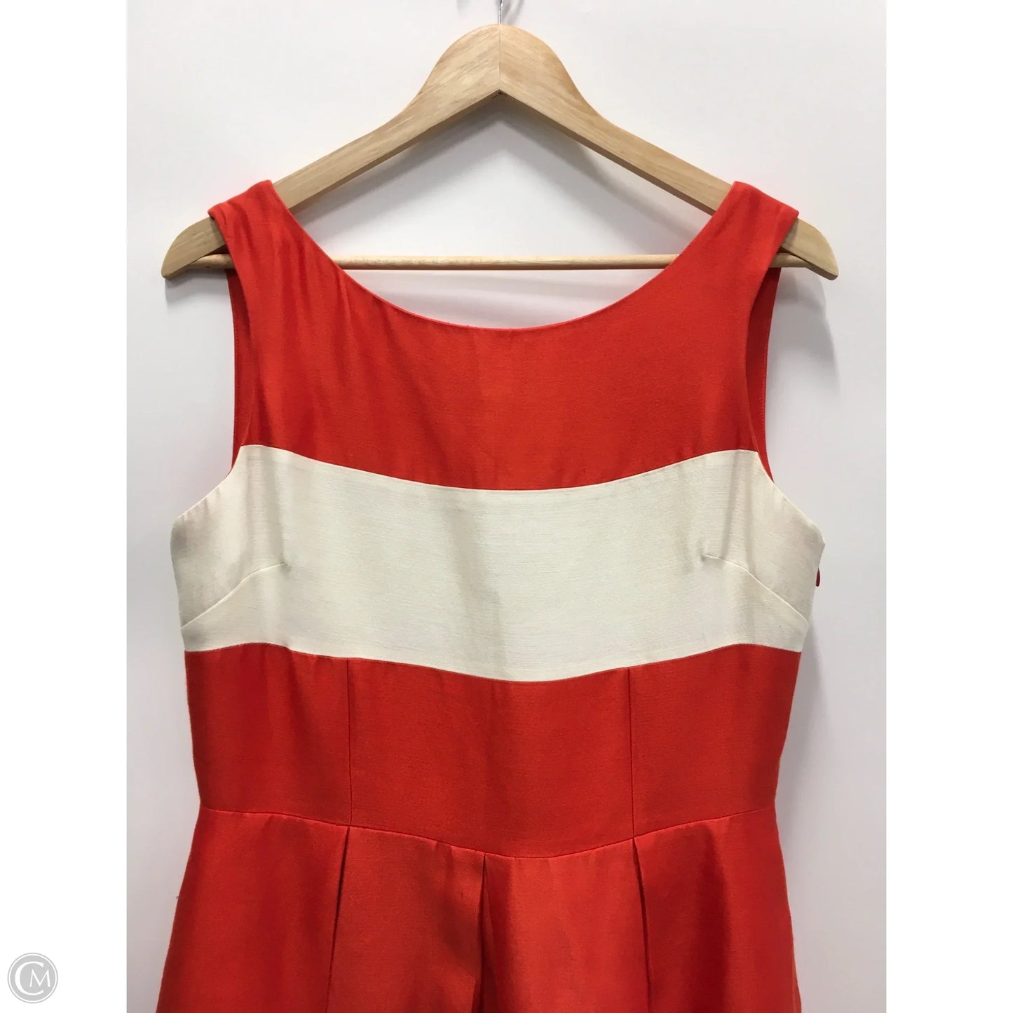 Dress Designer By Kate Spade In Orange & White, Size: 10