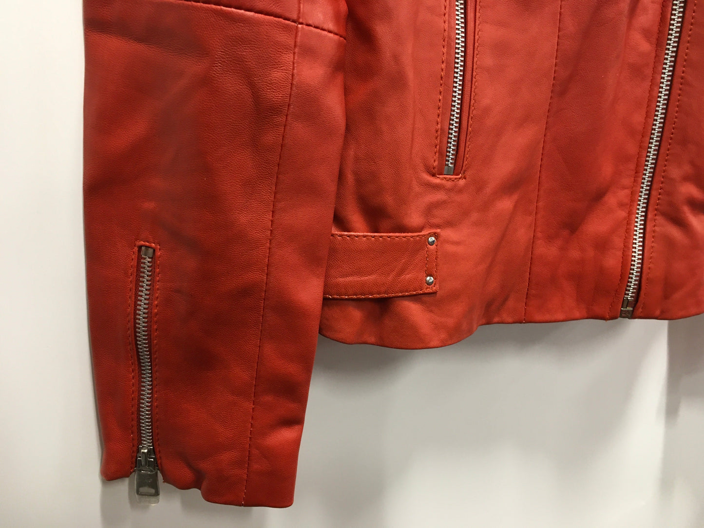 Orange Jacket Leather Mng, Size Xs
