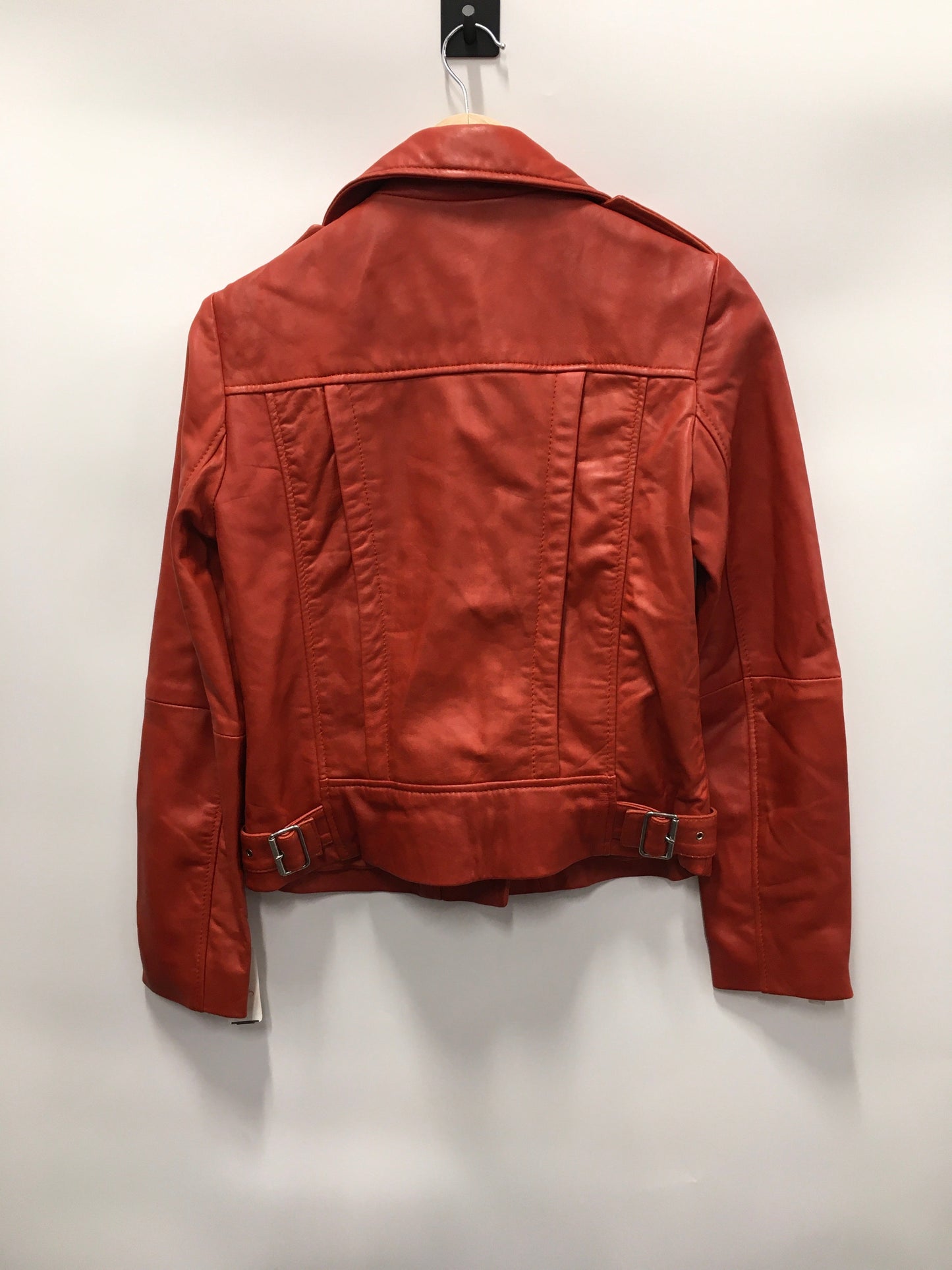 Orange Jacket Leather Mng, Size Xs