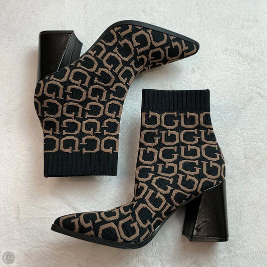 Boots Ankle Heels By Guess In Black & Brown, Size: 7