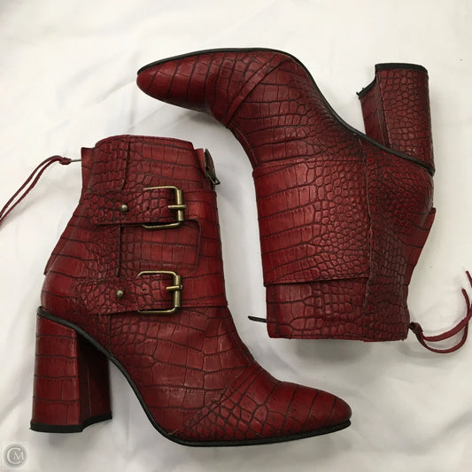 Boots Ankle Heels By Freebird In Red, Size: 10