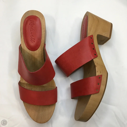 Sandals Heels Block By Madewell In Brown & Red, Size: 9