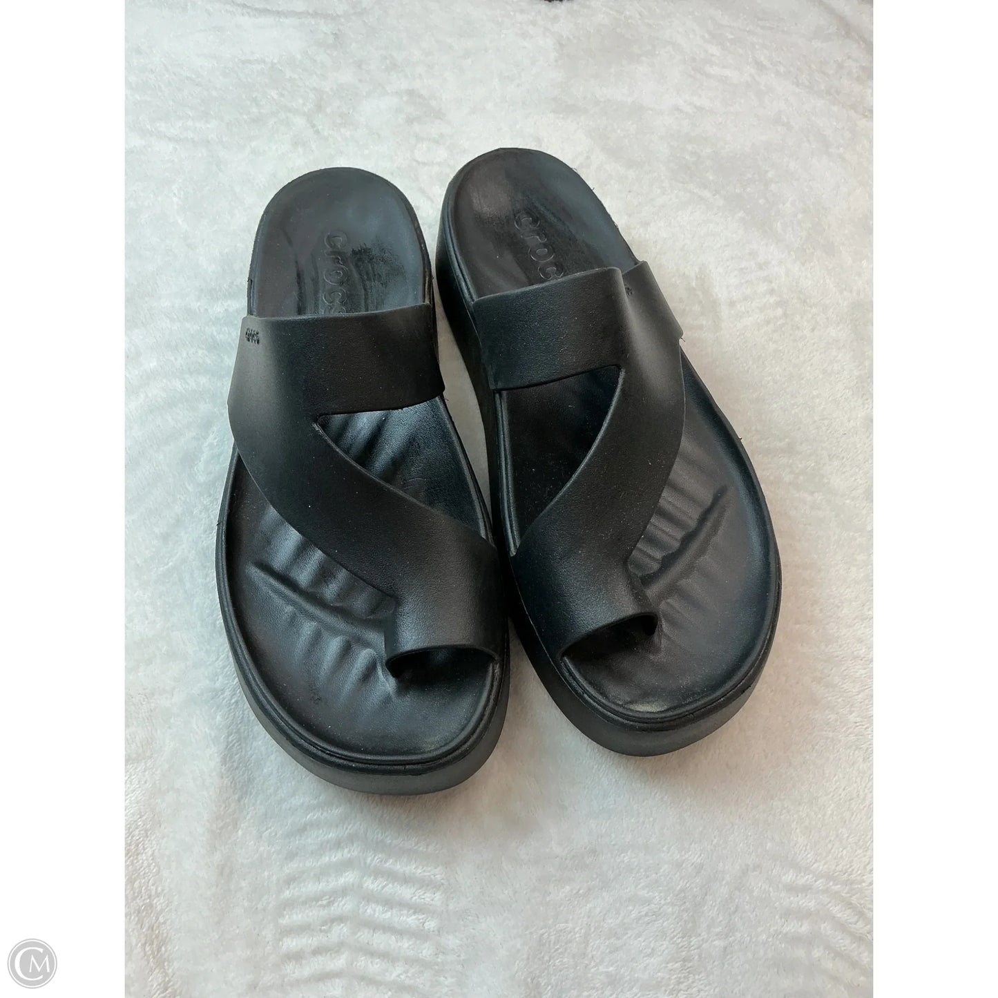Sandals Heels Platform By Crocs In Black, Size: 7