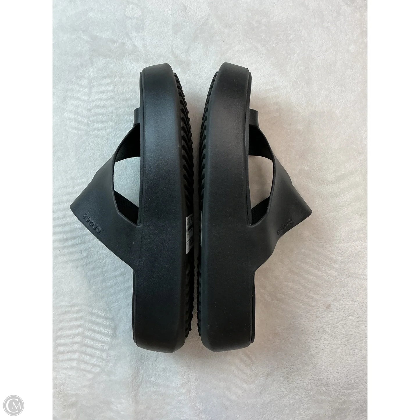 Sandals Heels Platform By Crocs In Black, Size: 7