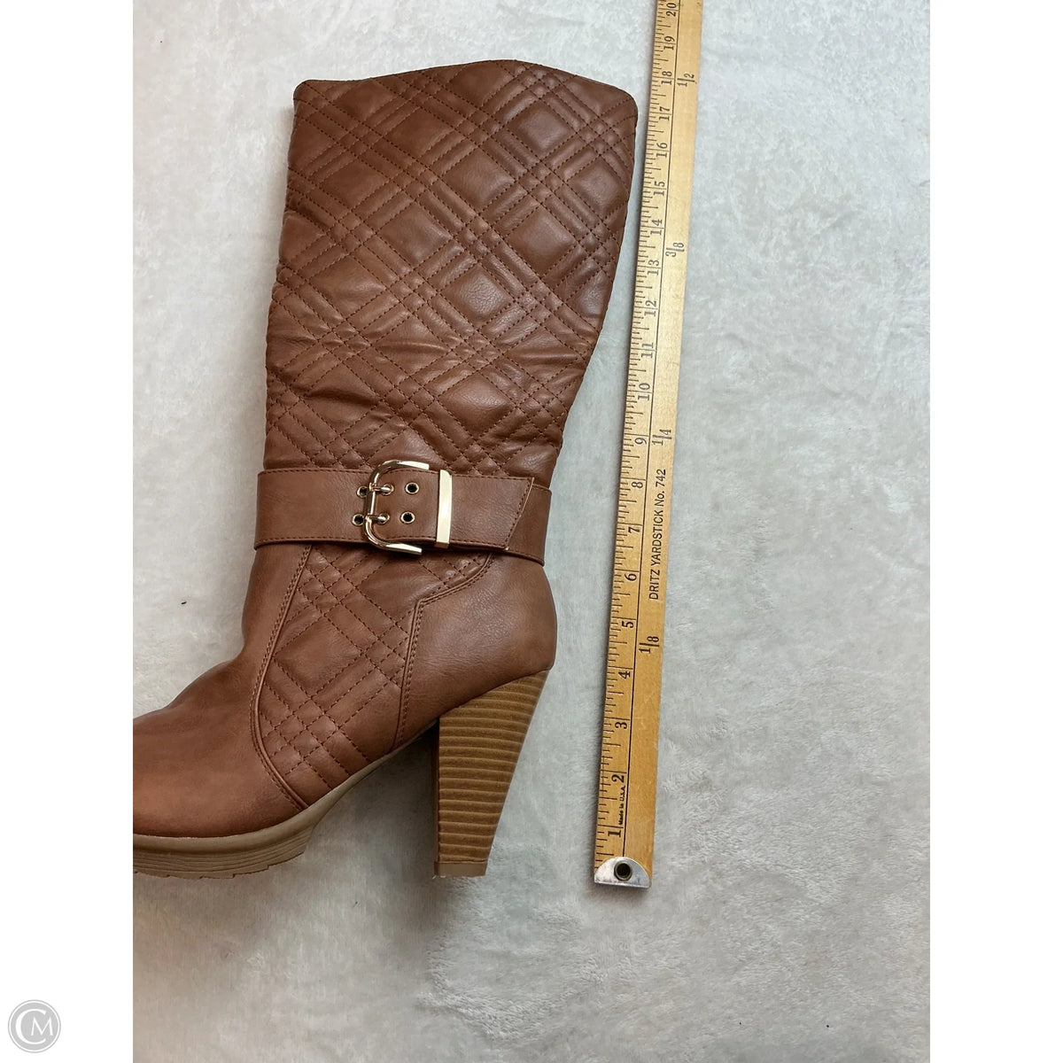 Boots Knee Heels By Top Moda In Brown, Size: 9