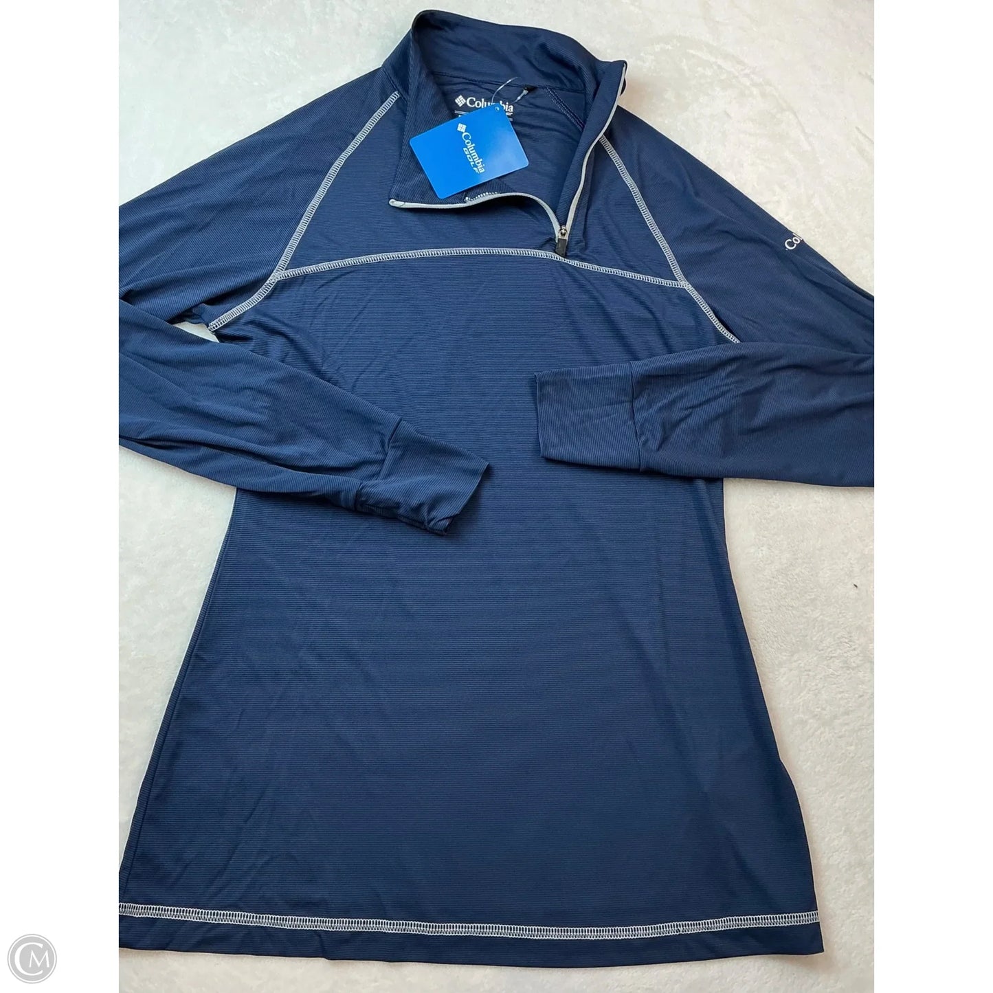 Athletic Top Long Sleeve Collar By Columbia In Blue, Size: M