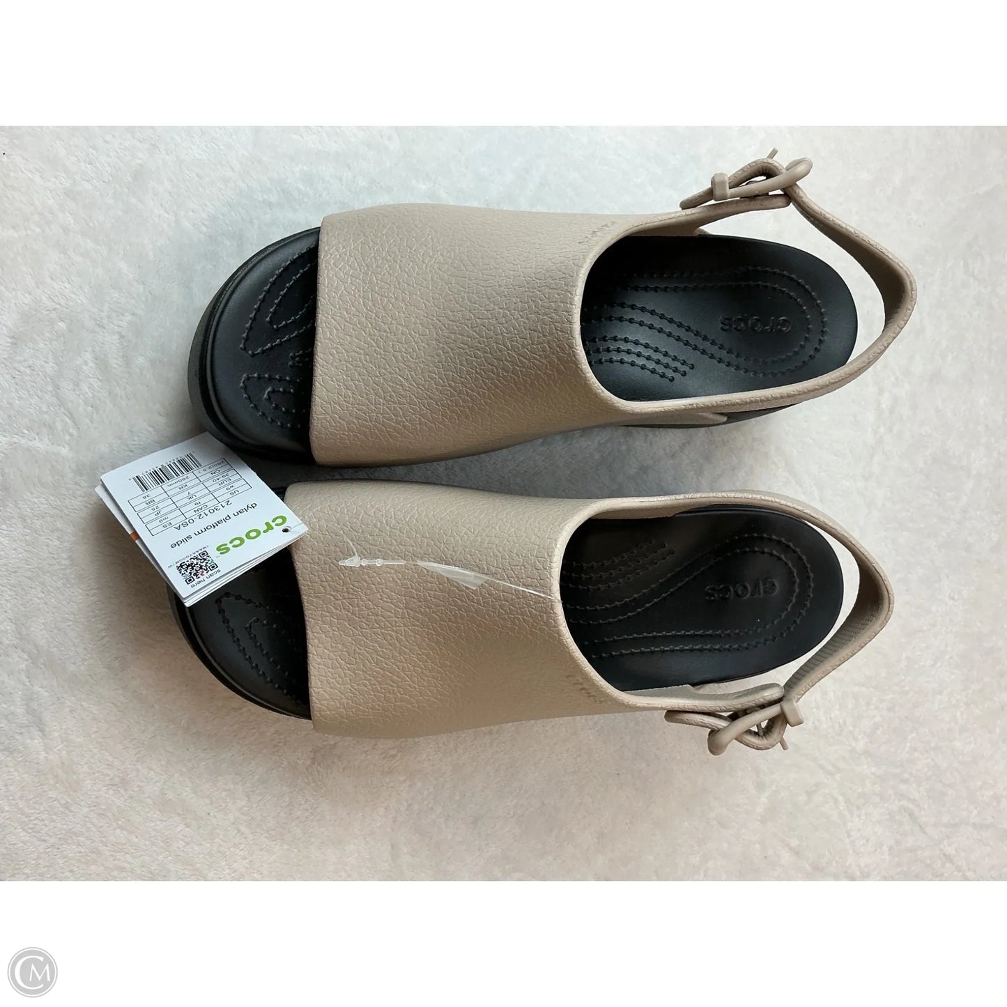 Sandals Heels Platform By Crocs In Black & Brown, Size: 9