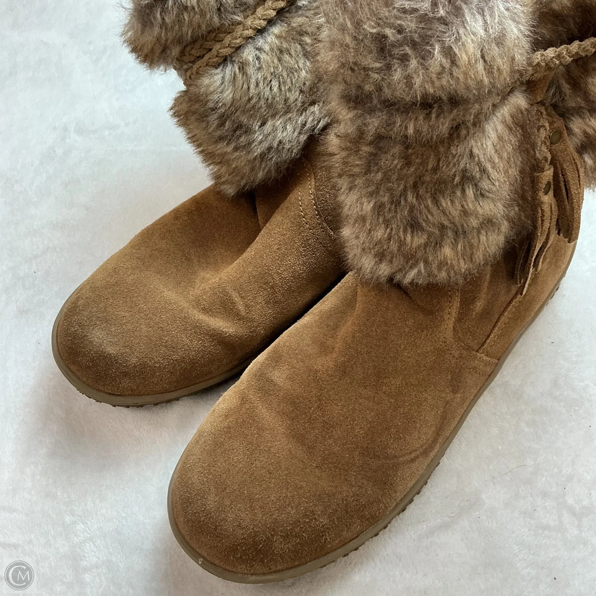 Boots Ankle Flats By Minnetonka In Brown, Size: 10