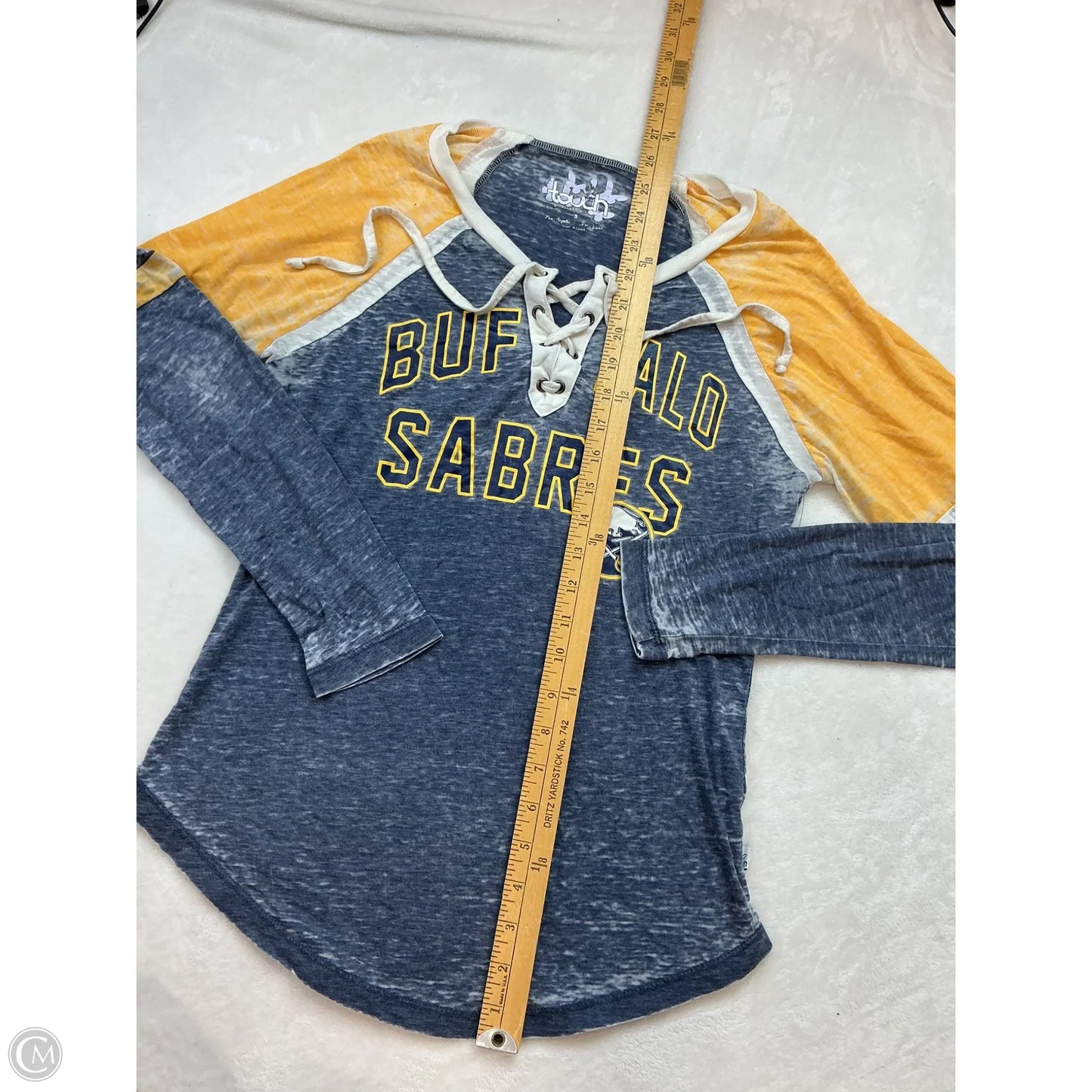 Athletic Top Long Sleeve Crewneck By Clothes Mentor In Blue & Yellow, Size: S