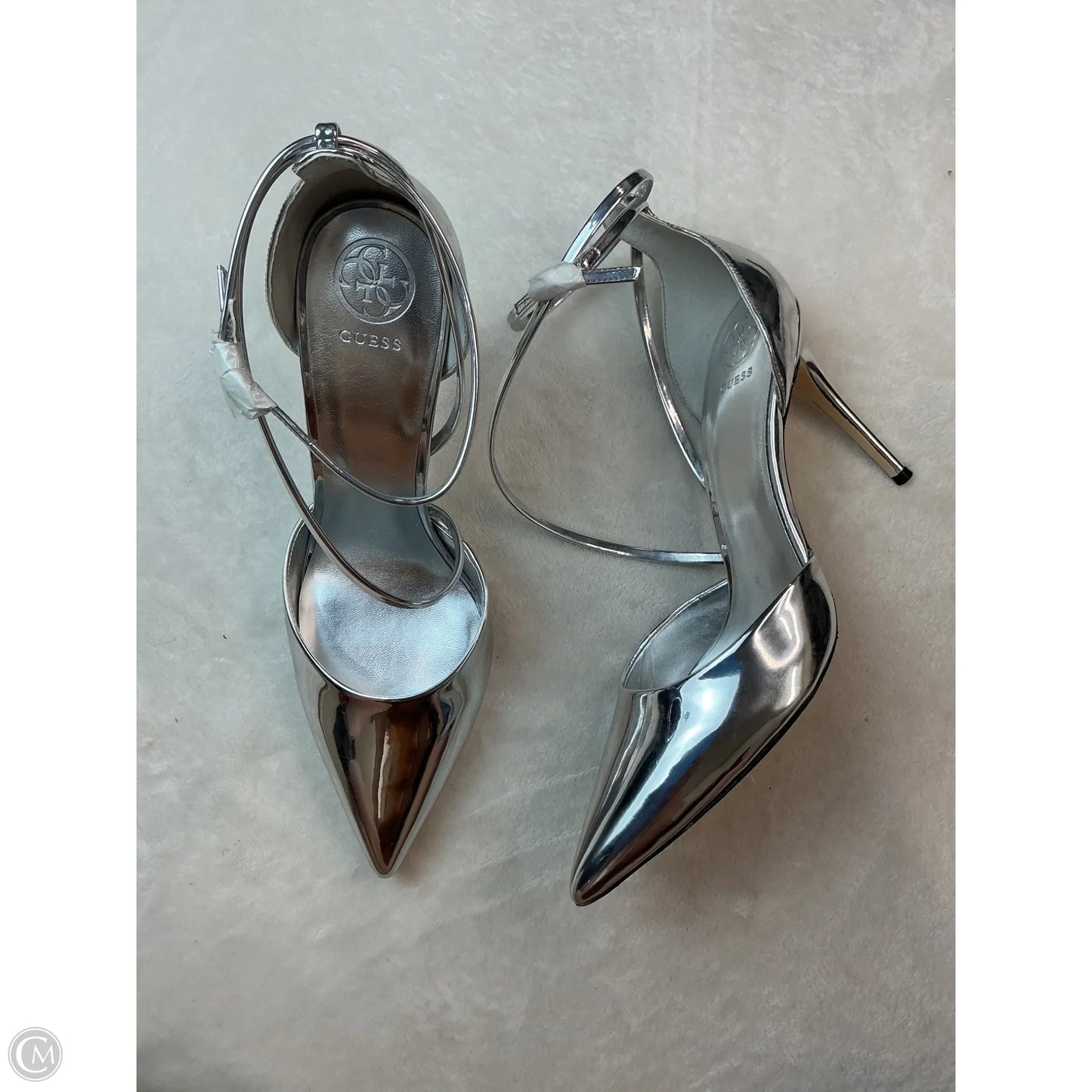 Shoes Heels Stiletto By Guess In Silver, Size: 11