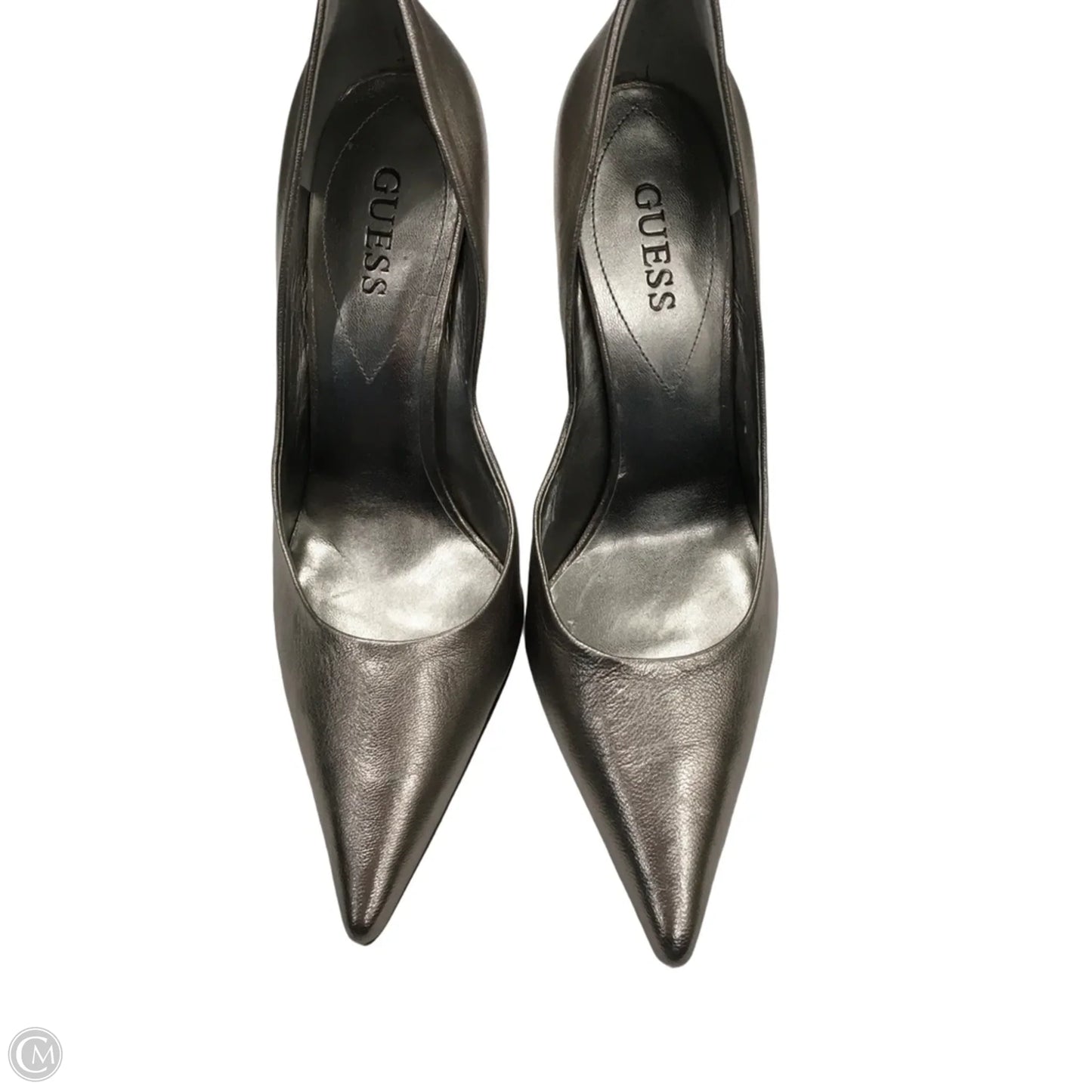 Shoes Heels Stiletto By Guess In Silver, Size: 10