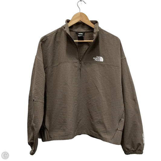 Athletic Top Long Sleeve Collar By The North Face In Taupe, Size: L