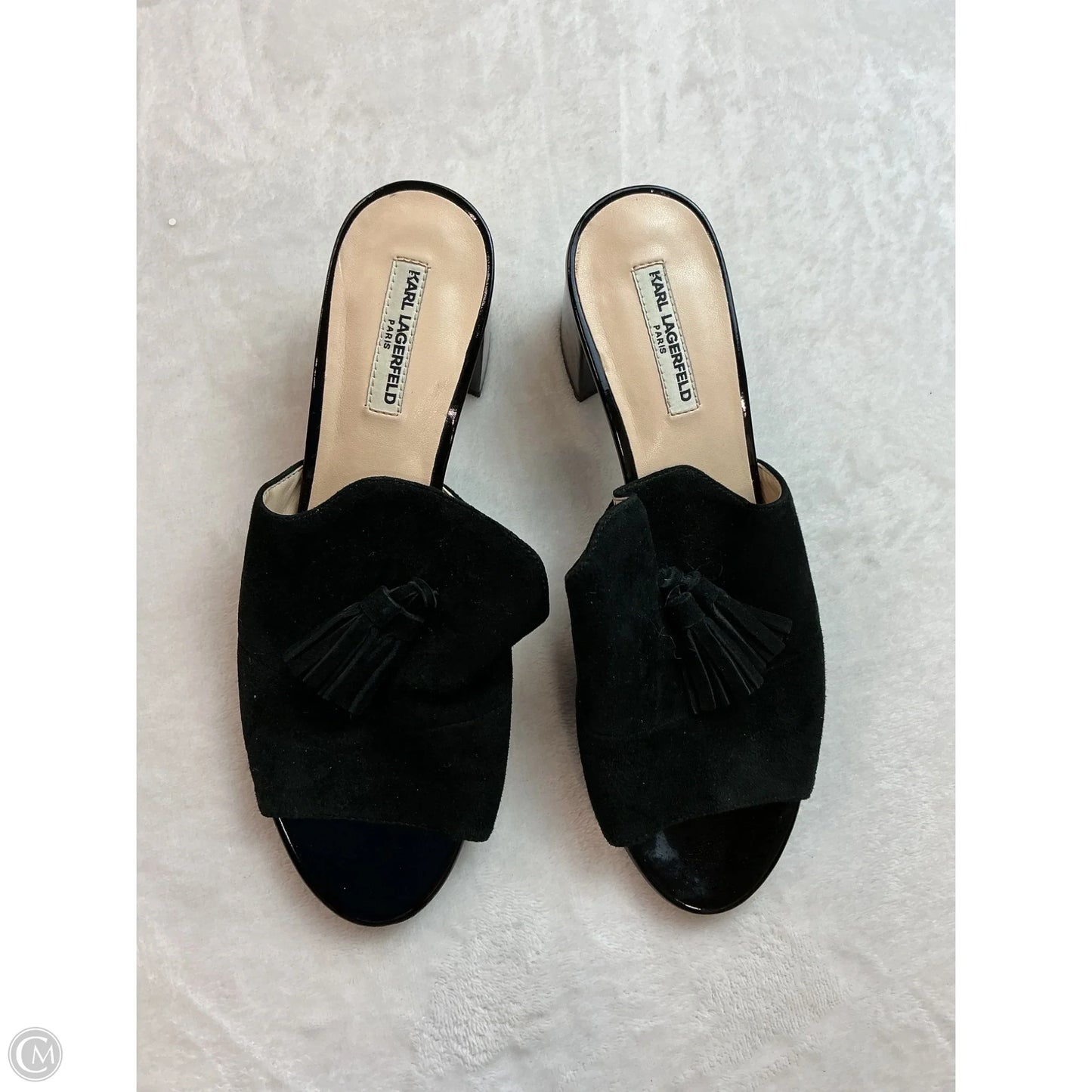 Sandals Designer By Karl Lagerfeld In Black, Size: 9