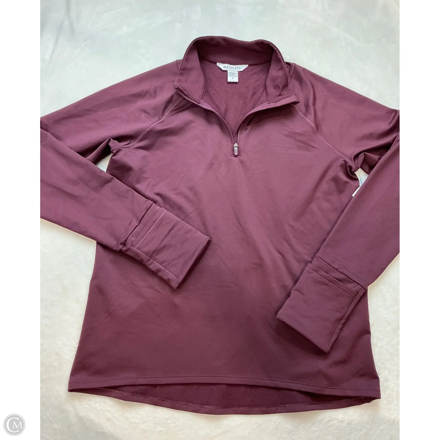 Athletic Top Long Sleeve Collar By Athleta In Maroon, Size: M